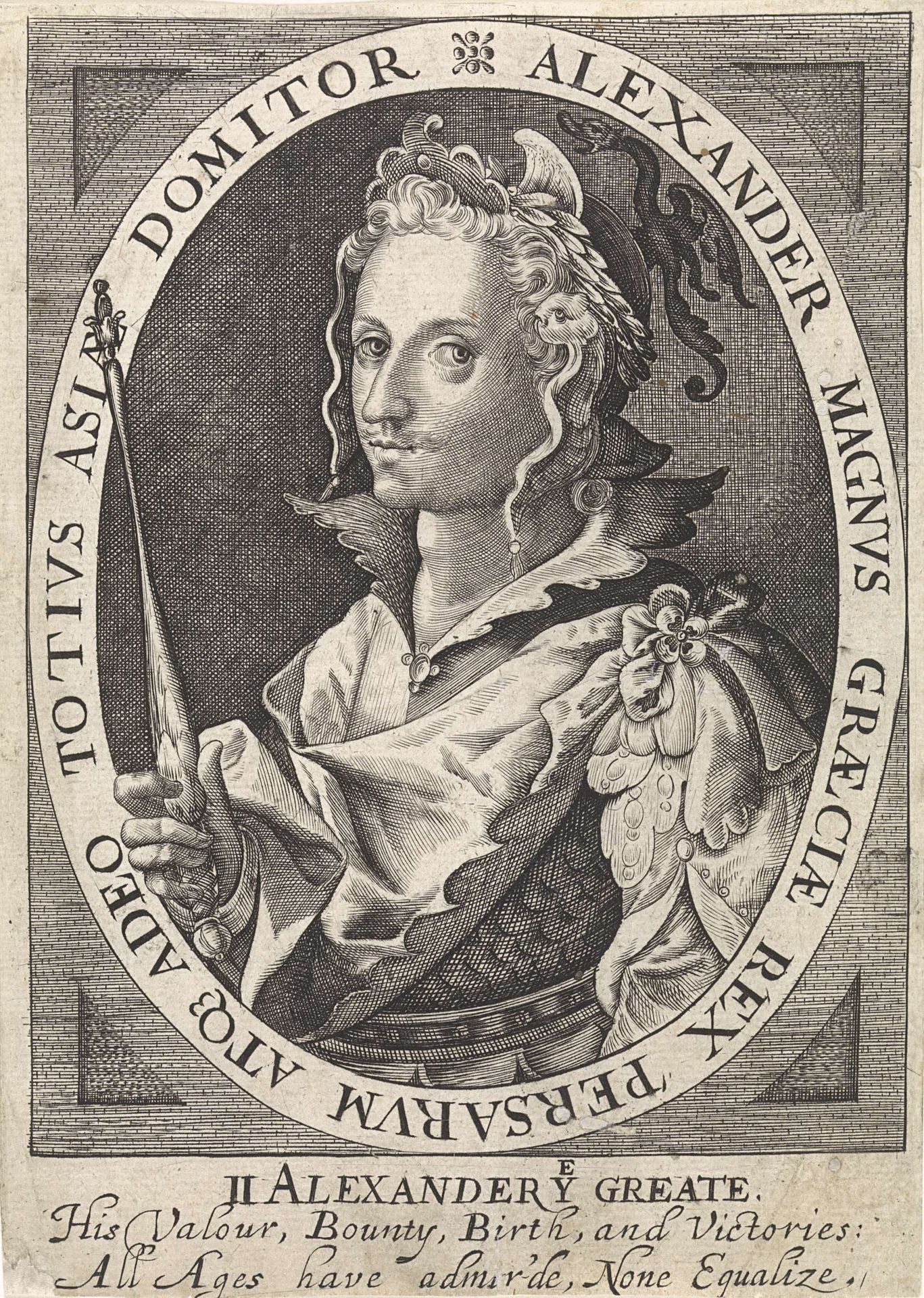 Alexander de Grote als een van de negen helden by Willem de Passe