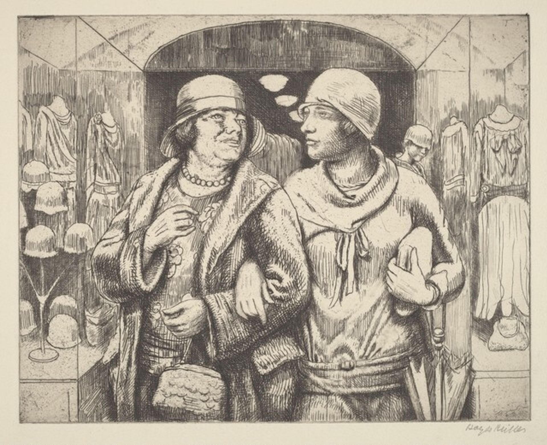 Two Ladies in a Dress Shop by Kenneth Hayes Miller