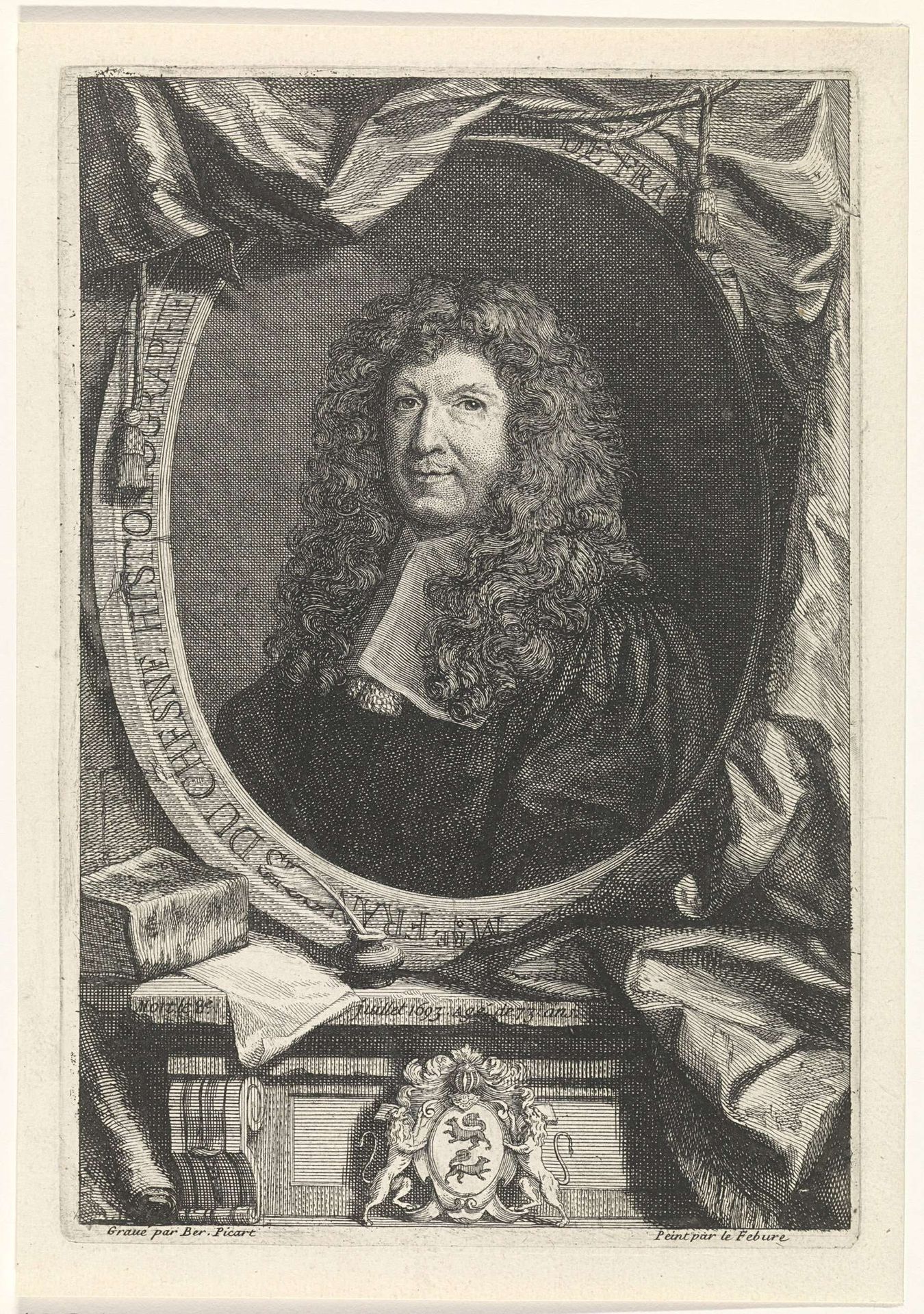Portret van François Du Chesne by Bernard Picart