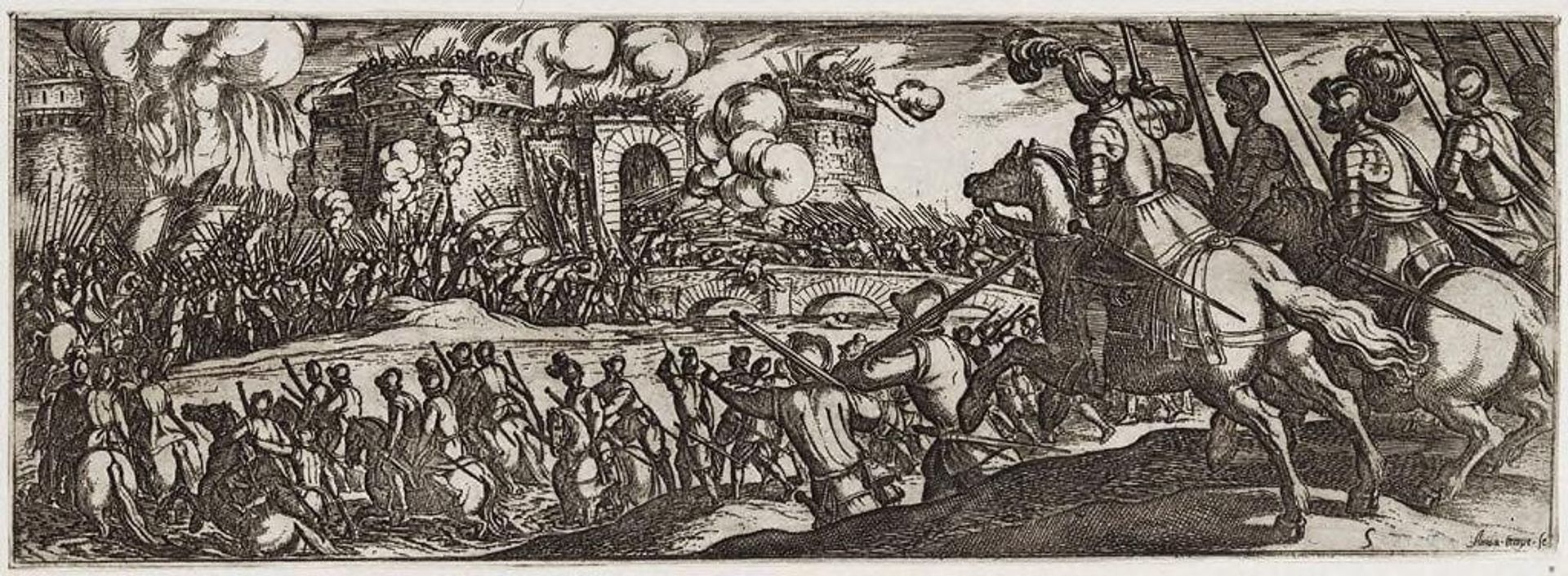 An Army Attacking a Walled Fortress by Antonio Tempesta