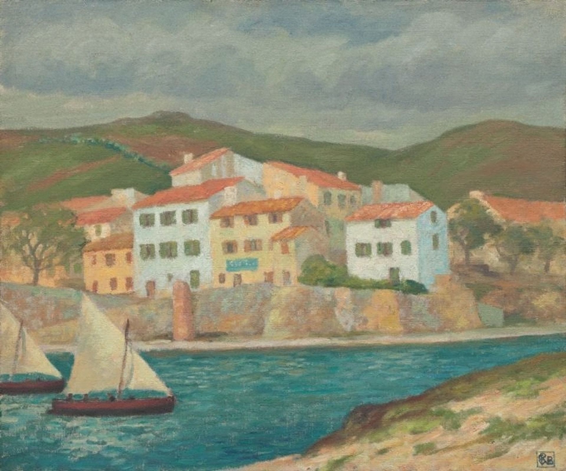Fishermen's houses, Port Vendres by Rupert Bunny