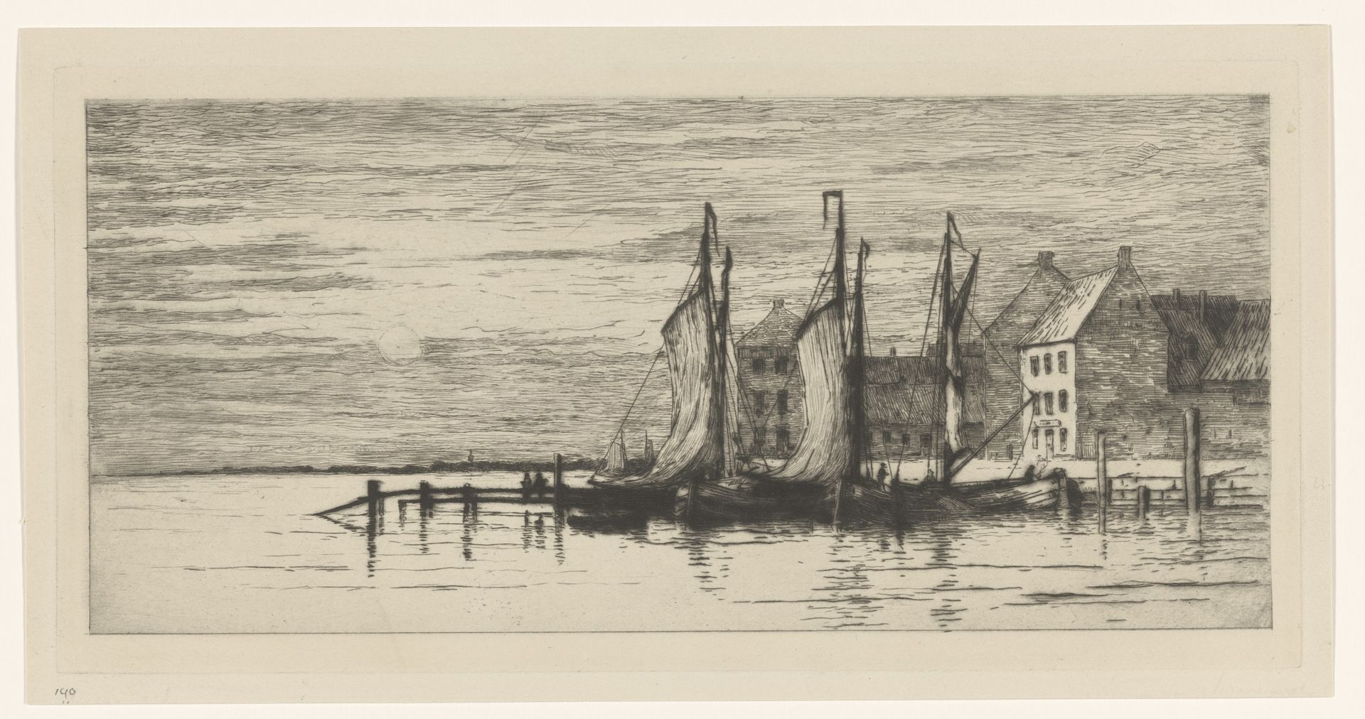 Temse aan de Schelde bij avond by Carel Nicolaas Storm van 's-Gravesande