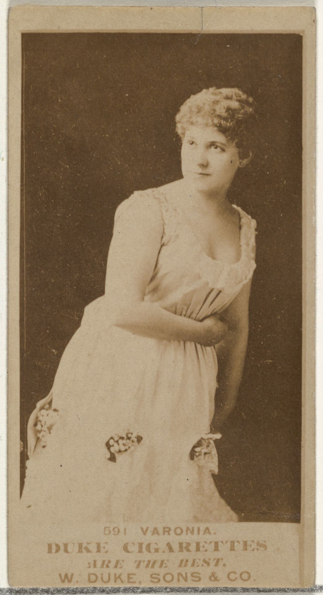 Card Number 591, Varonia, from the Actors and Actresses series (N145-7) issued by Duke Sons & Co. to promote Duke Cigarettes by W. Duke, Sons & Co.