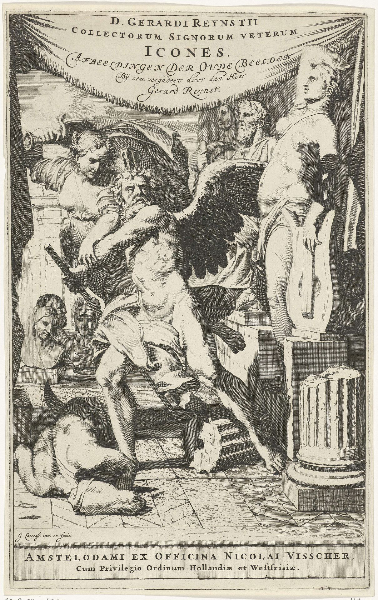 Voorzichtigheid weerhoudt de Tijd ervan antieke beelden te vernietigen by Gerard de Lairesse