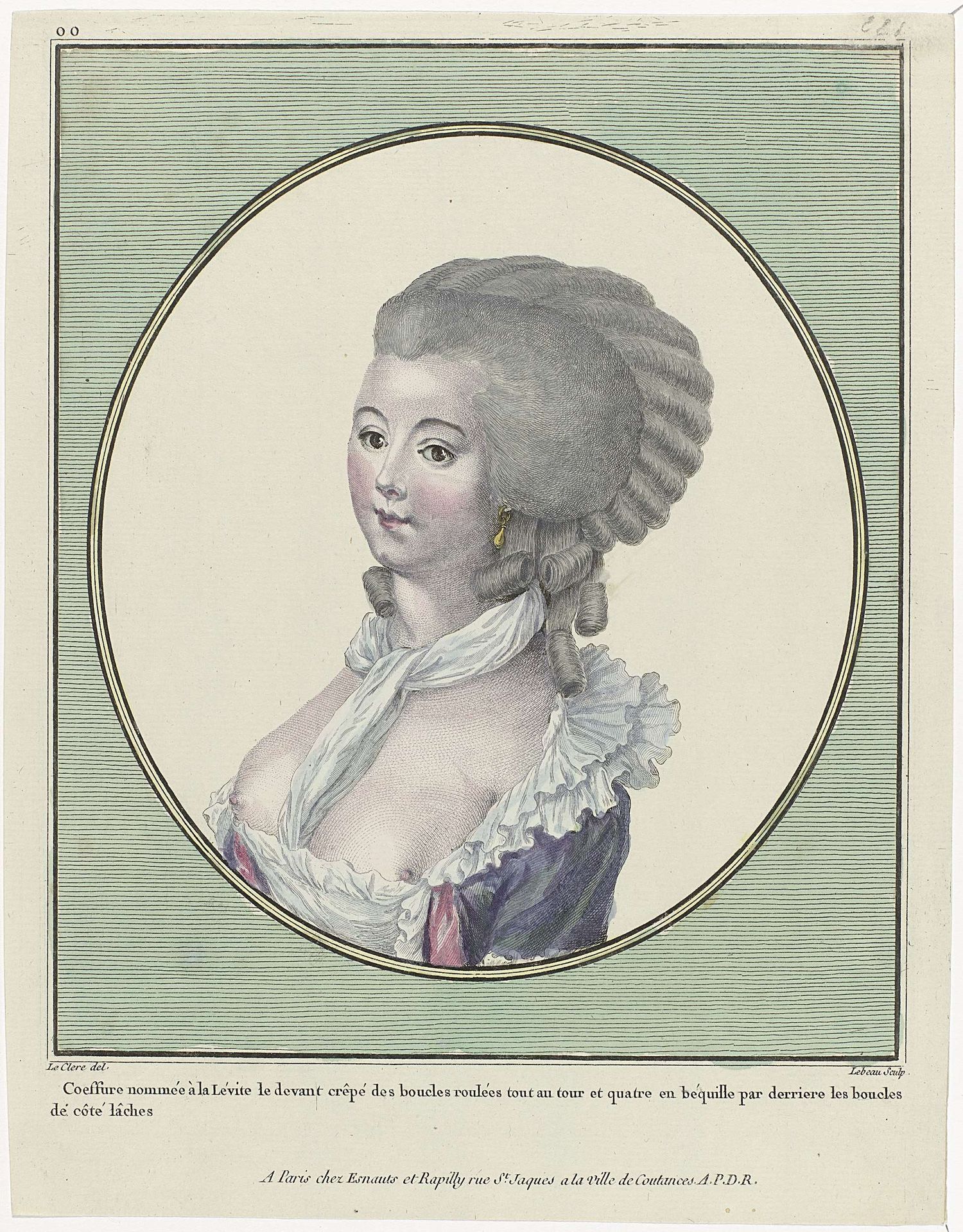 Gallerie des Modes et Costumes Français, 1781, oo 221 : Coeffure nommée à la Levit (...) by Pierre Adrien Le Beau