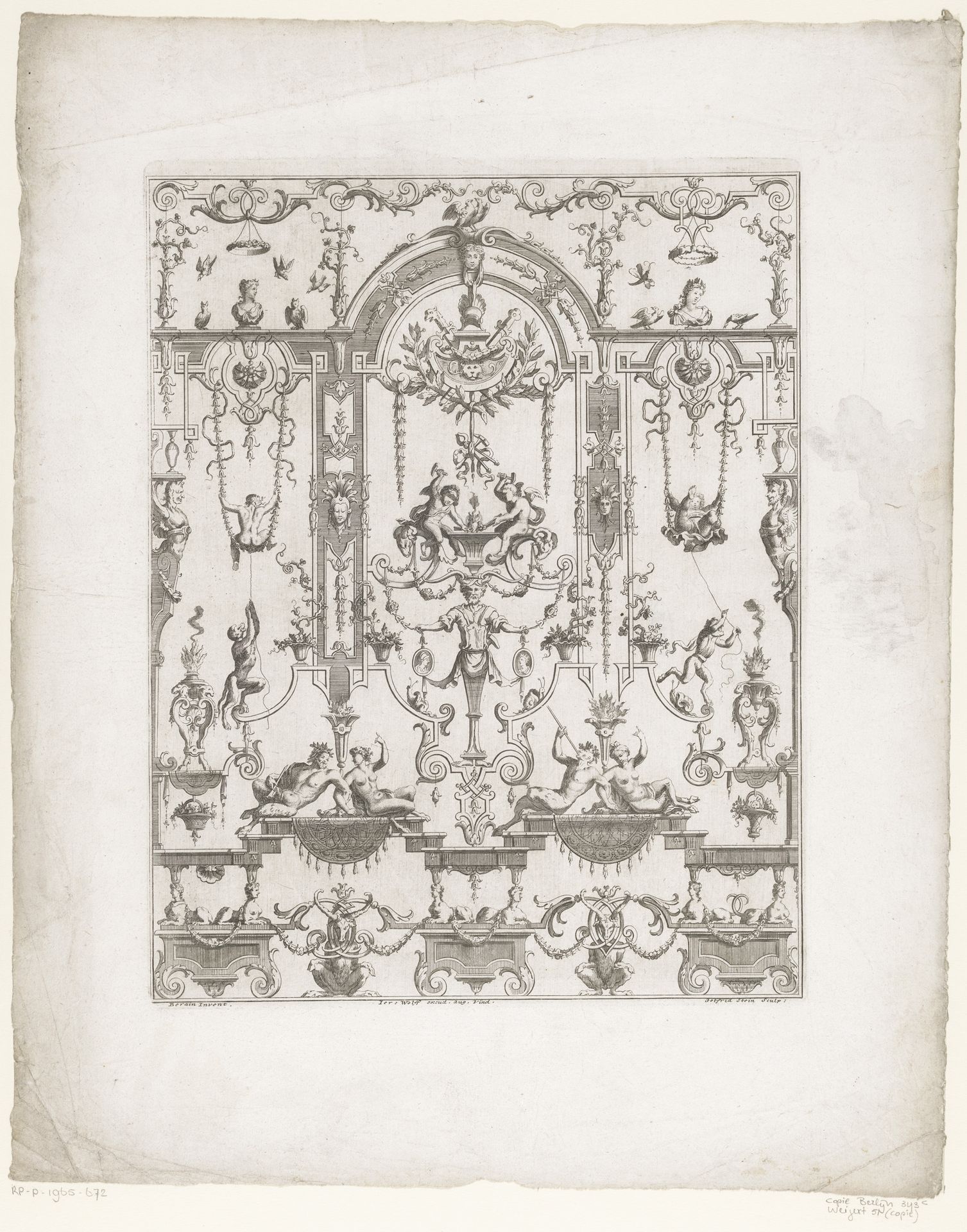Compositie met smedende putti by Gottfried Stein