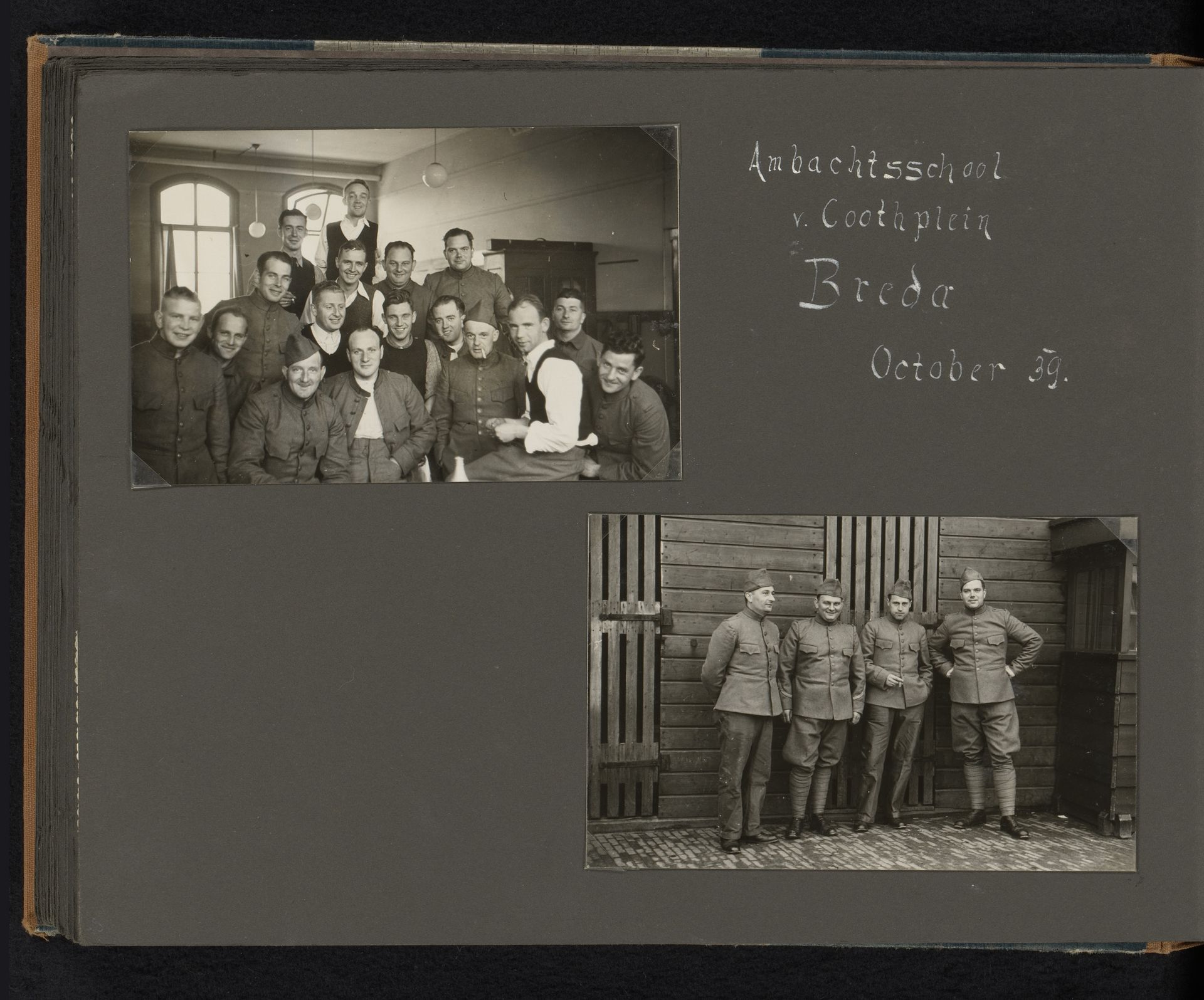 Twee groepsportretten met Herman Besselaar bij de ambachtsschool te Breda by Anonymous
