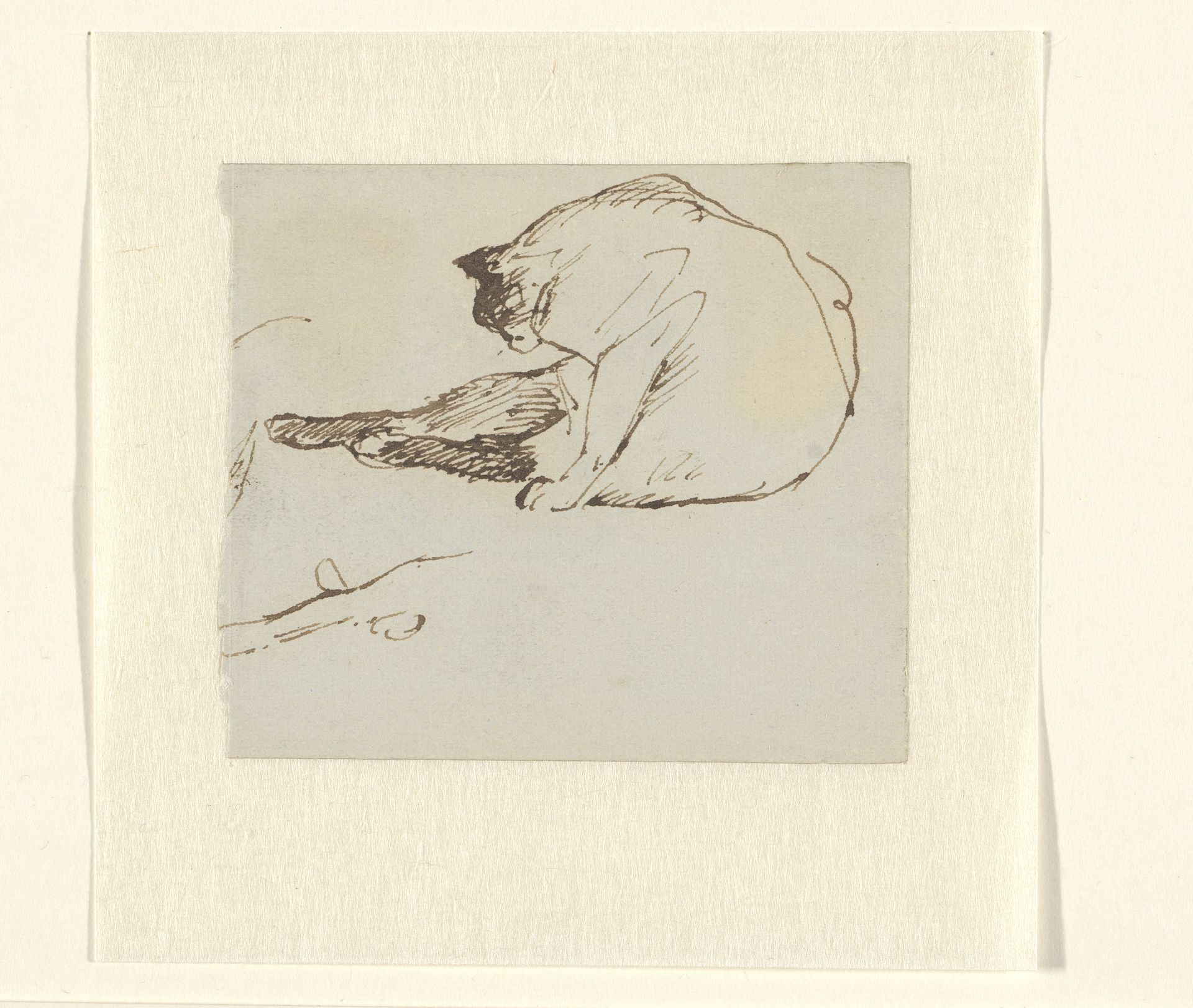 Studieblad met zich krabbende kat by Guillaume Anne van der Brugghen