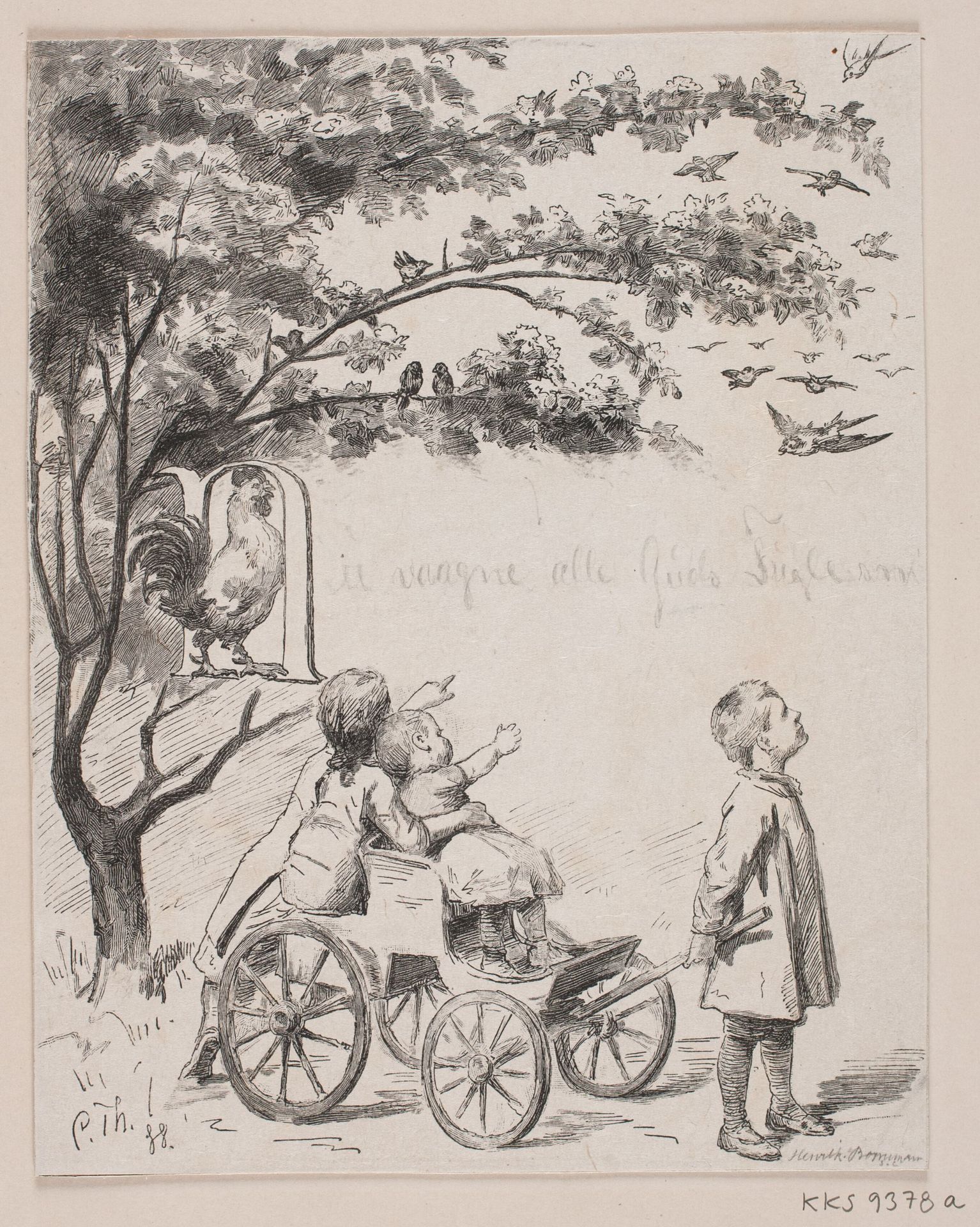 Illustration til B.S. Ingemann, "Nu vågne alle Guds fugle små" by Henrik Bornemann