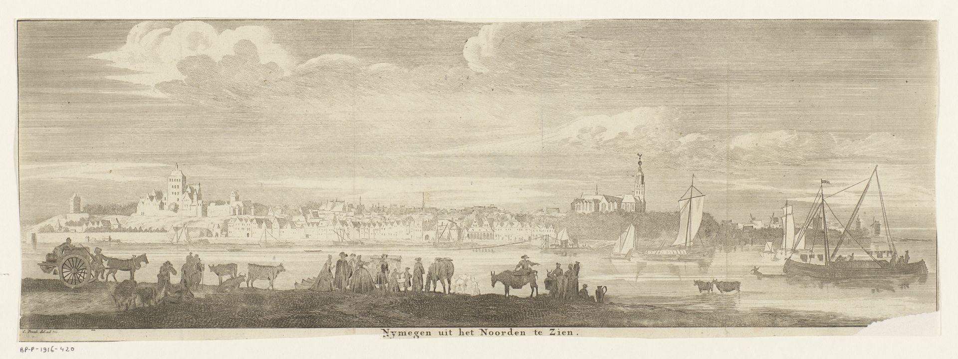 Gezicht op Nijmegen vanuit het noorden by Jan Ruyter