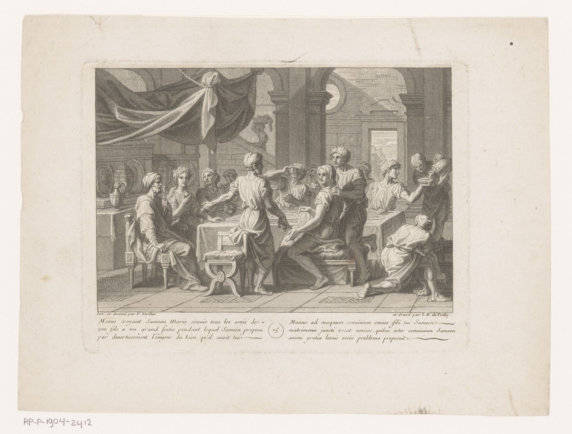 Manoach houdt een feestmaal voor Samsons vrienden by Jean-Baptiste de Poilly