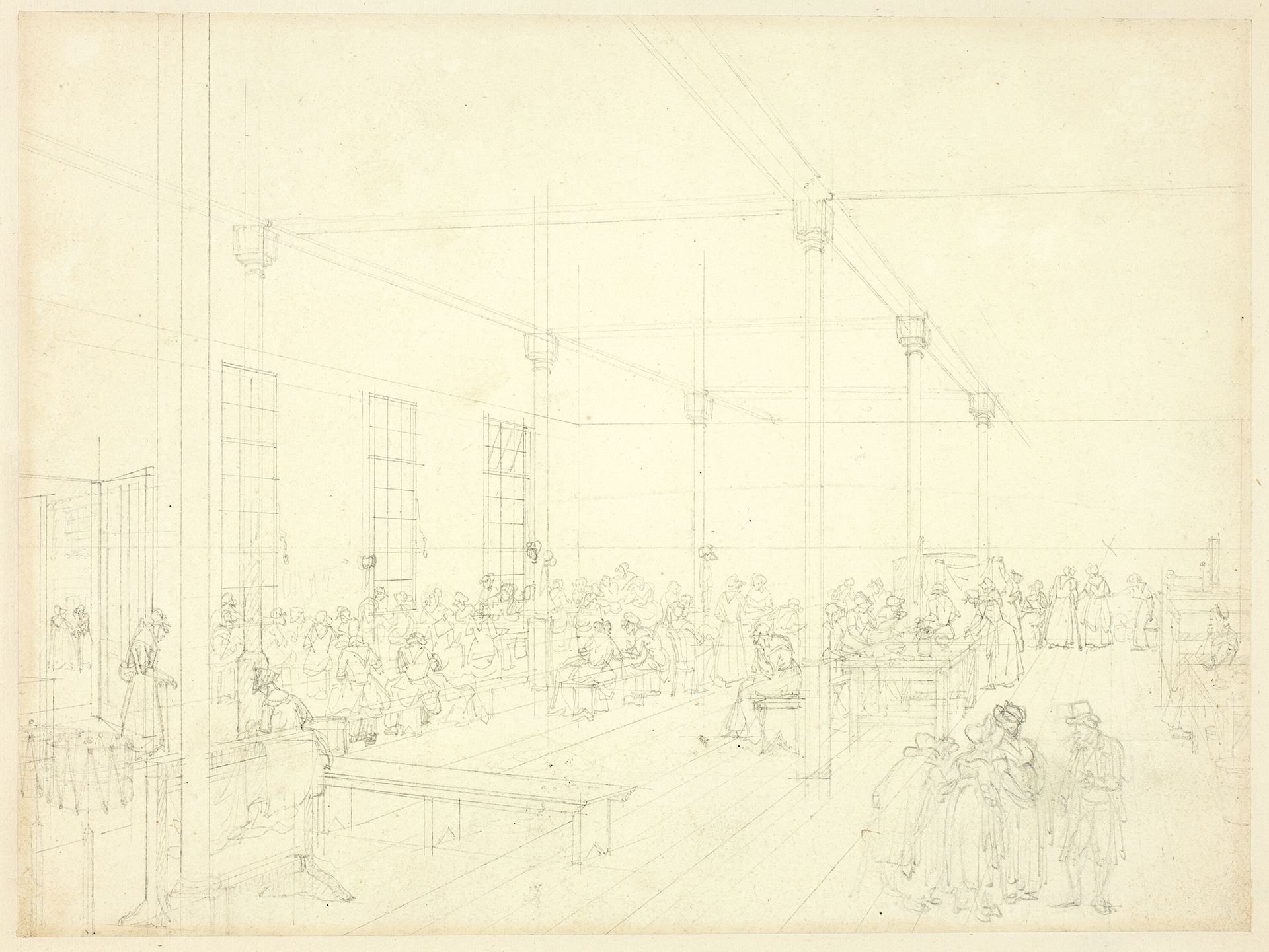 Study for Workhouse, St. James' Parish, from Microcosm of London by Augustus Charles Pugin