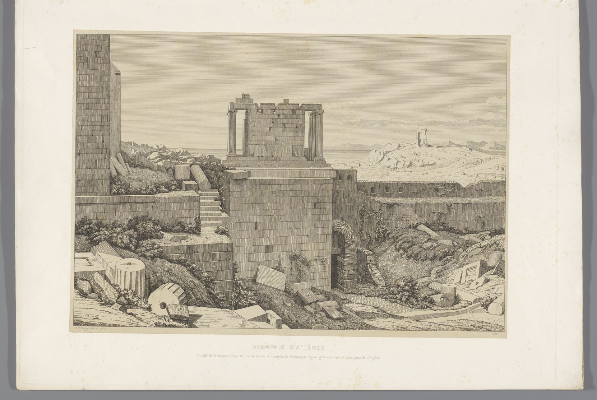 Gezicht op de Akropolis van Athene by Claude-Félix-Théodore Caruelle d' Aligny