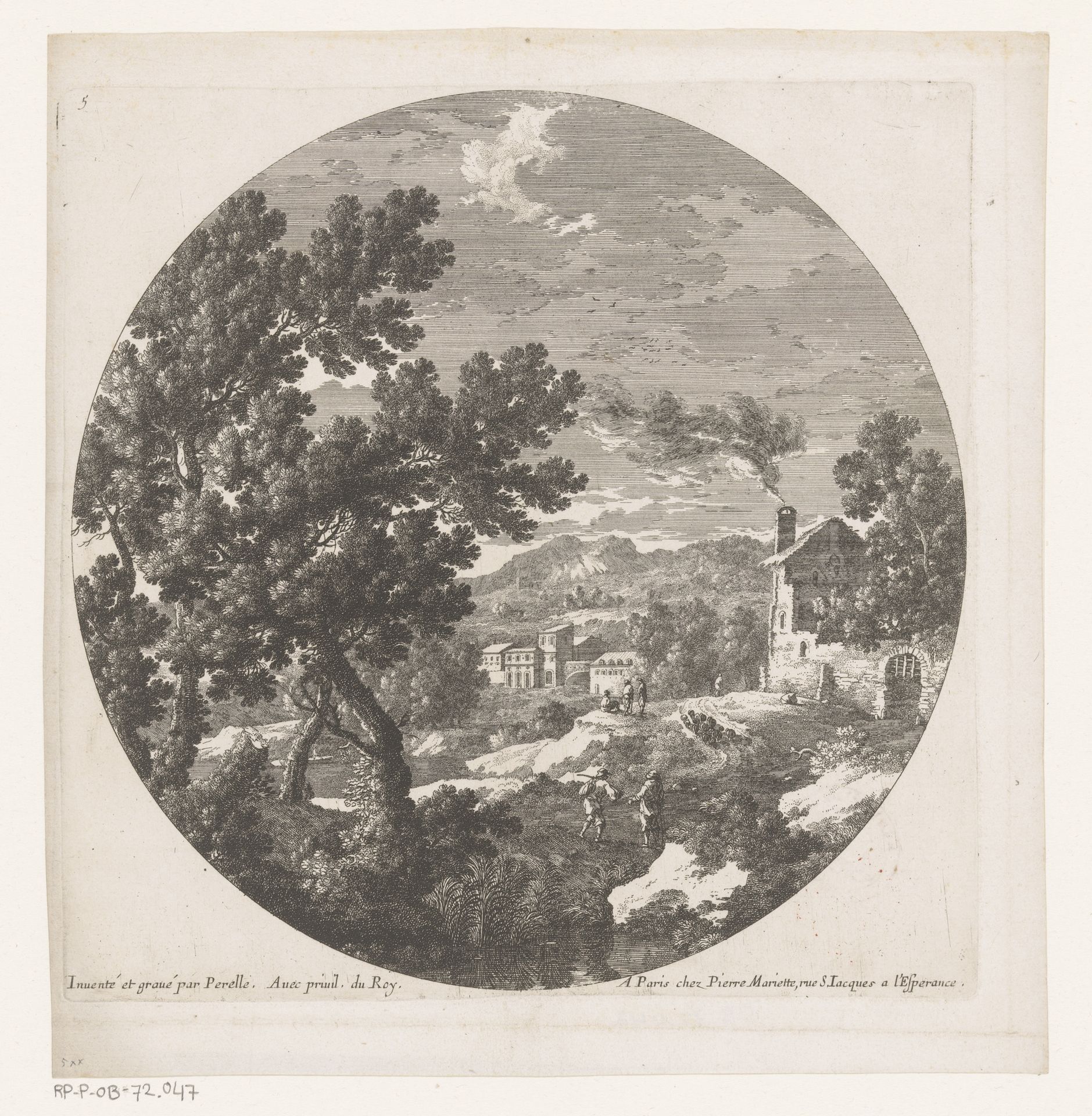 Landschap met herders aan de rand van een dorp by Nicolas Perelle