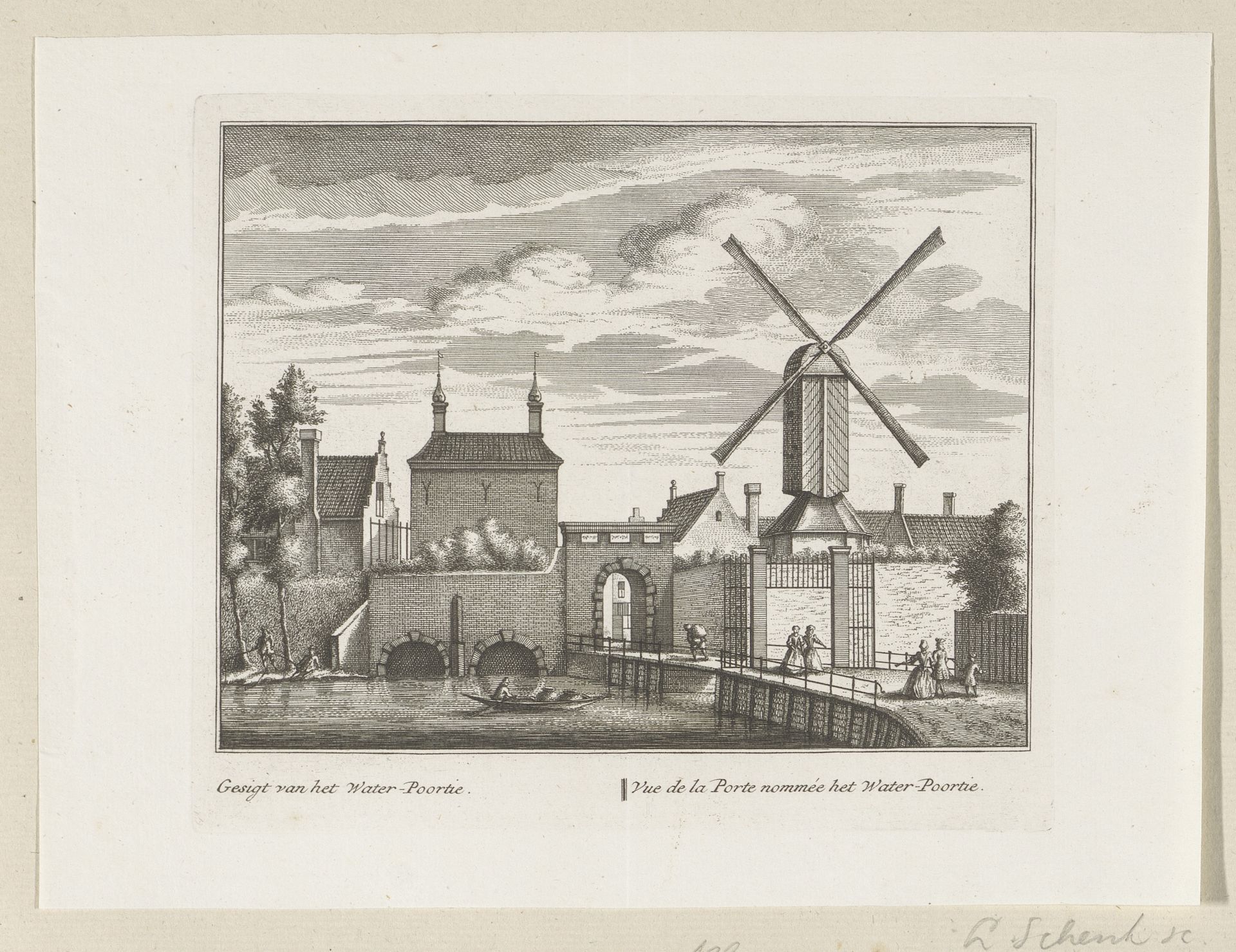 Gezicht op de Waterpoort te Alkmaar by Leonard Schenk