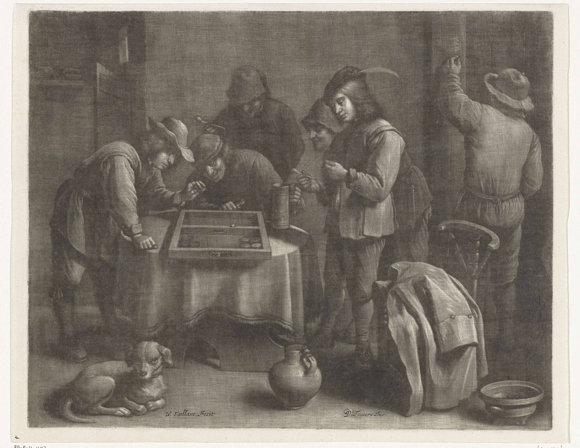 Herberg met triktrakspelers by Wallerant Vaillant