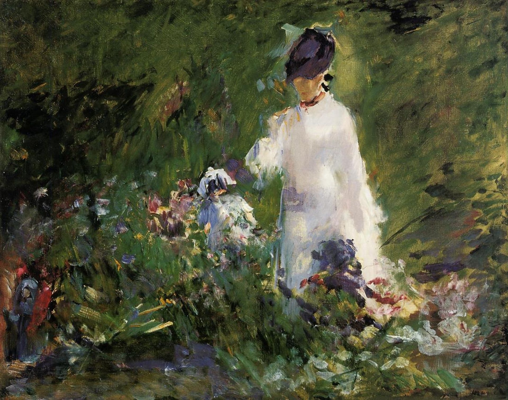 Young woman among the flowers by Edouard Manet