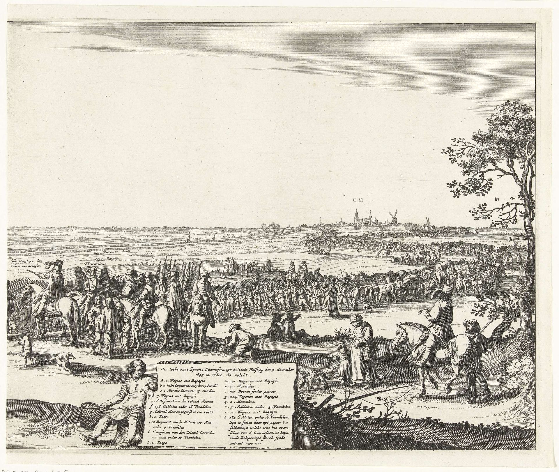 Uittocht van het Spaanse garnizoen uit Hulst (blad c), 1645 by Claes Jansz. Visscher