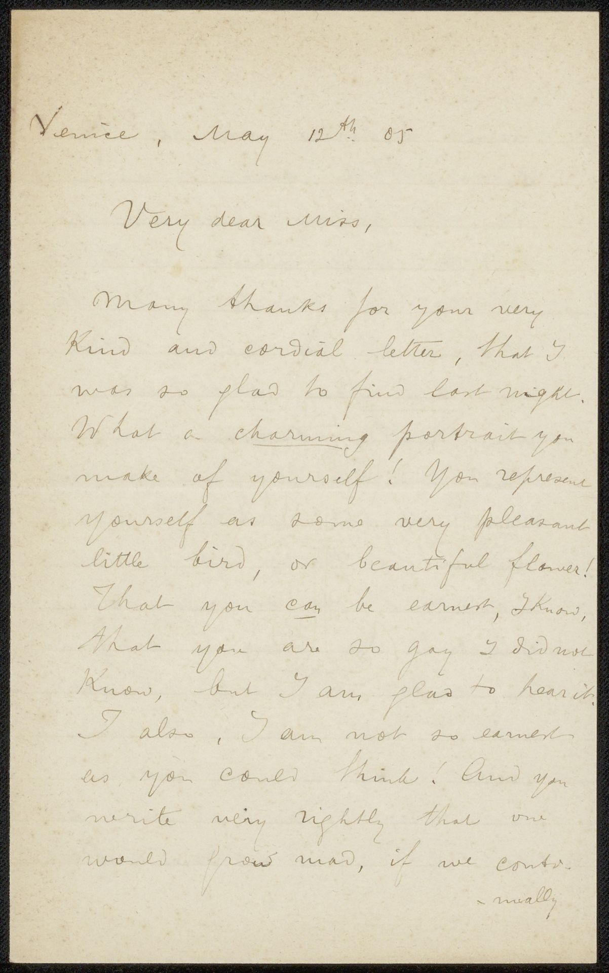 Brief aan Elsie Maud Cownie by Philip Zilcken
