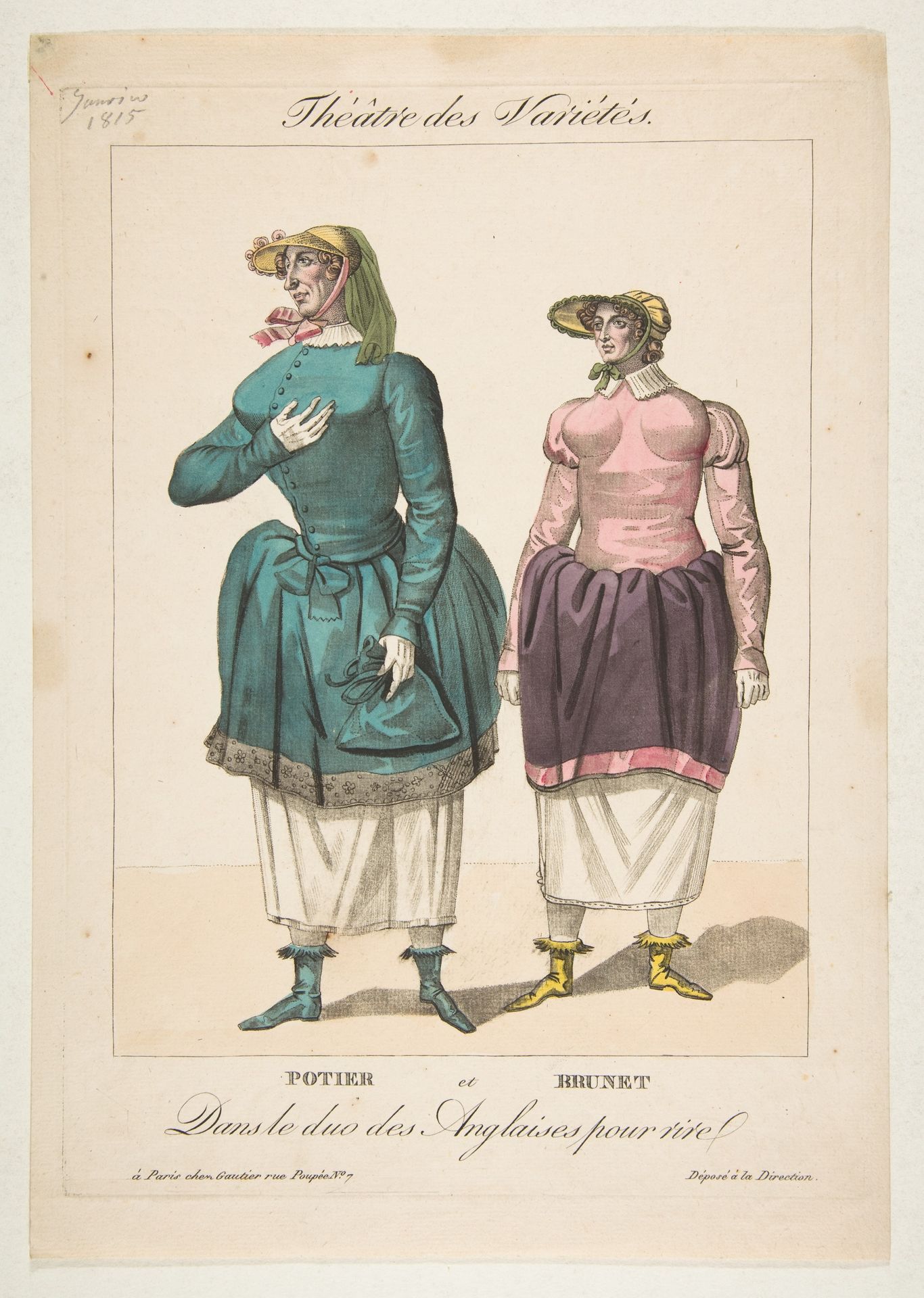 Potier et Brunet, Dans le duo des Anglaises pour Rire, from "Théâtre des Variétés" by Gautier