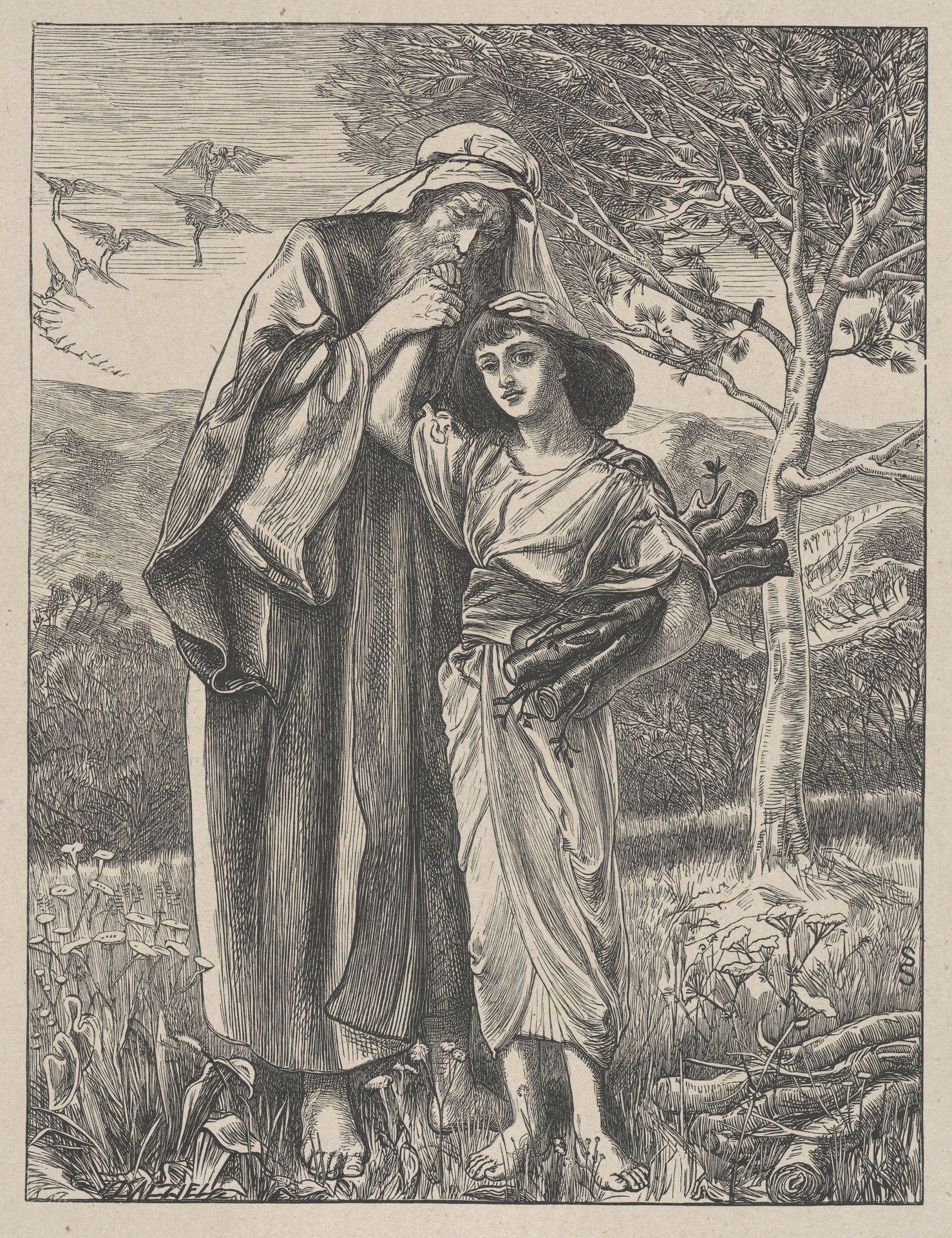 Abraham and Isaac, from "Dalziels' Bible Gallery" by Simeon Solomon