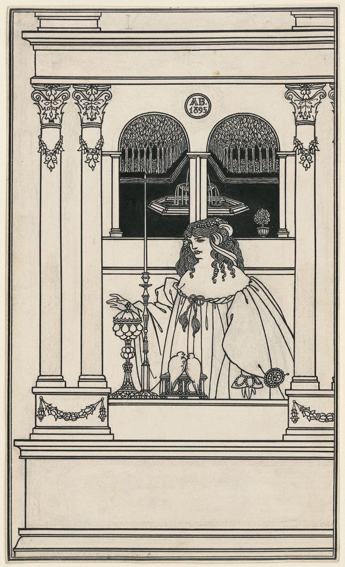Frontispiece Design; verso: Sketch of a Dress by Aubrey Vincent Beardsley