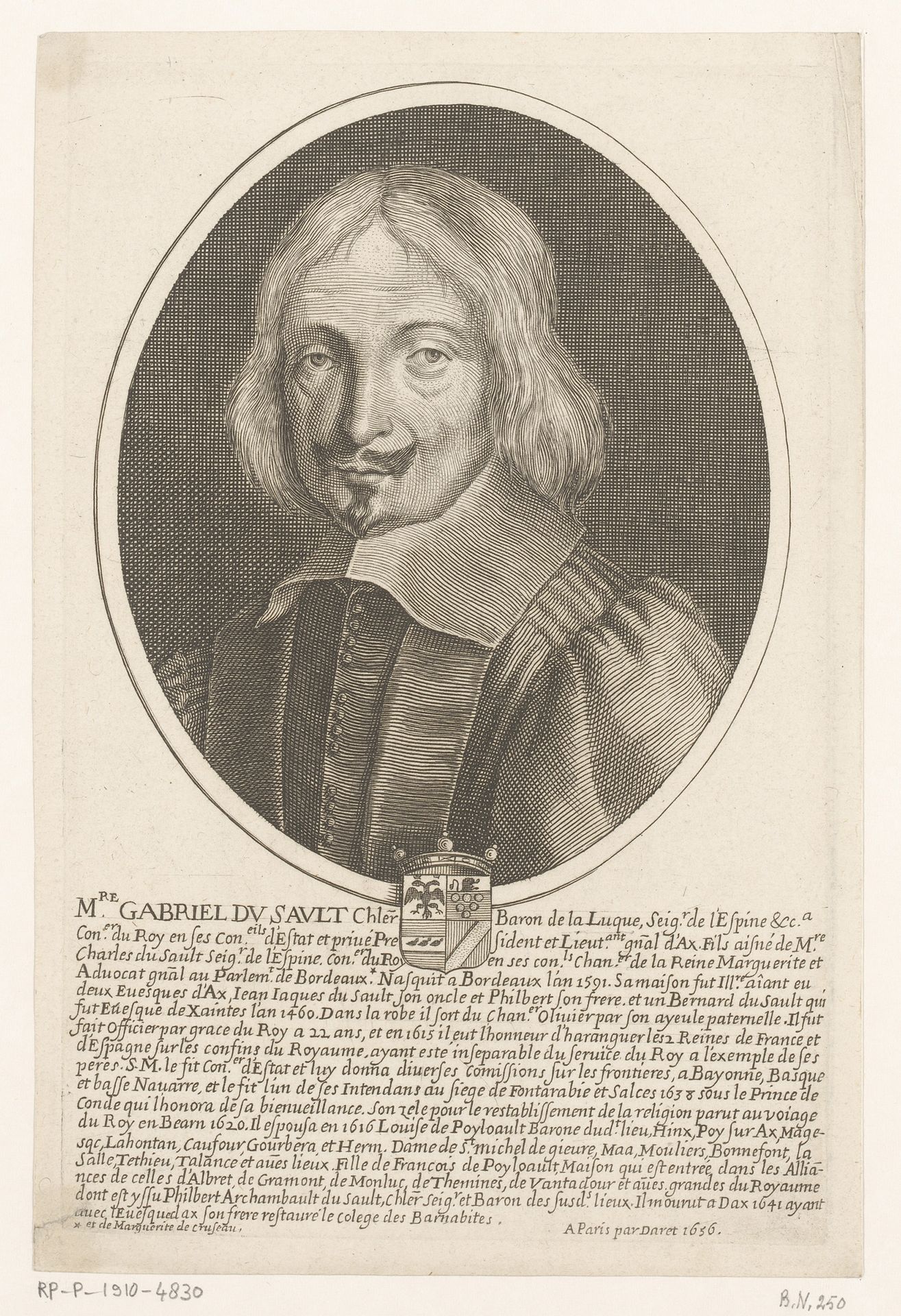 Portret van Gabriel du Sault by Pierre Daret
