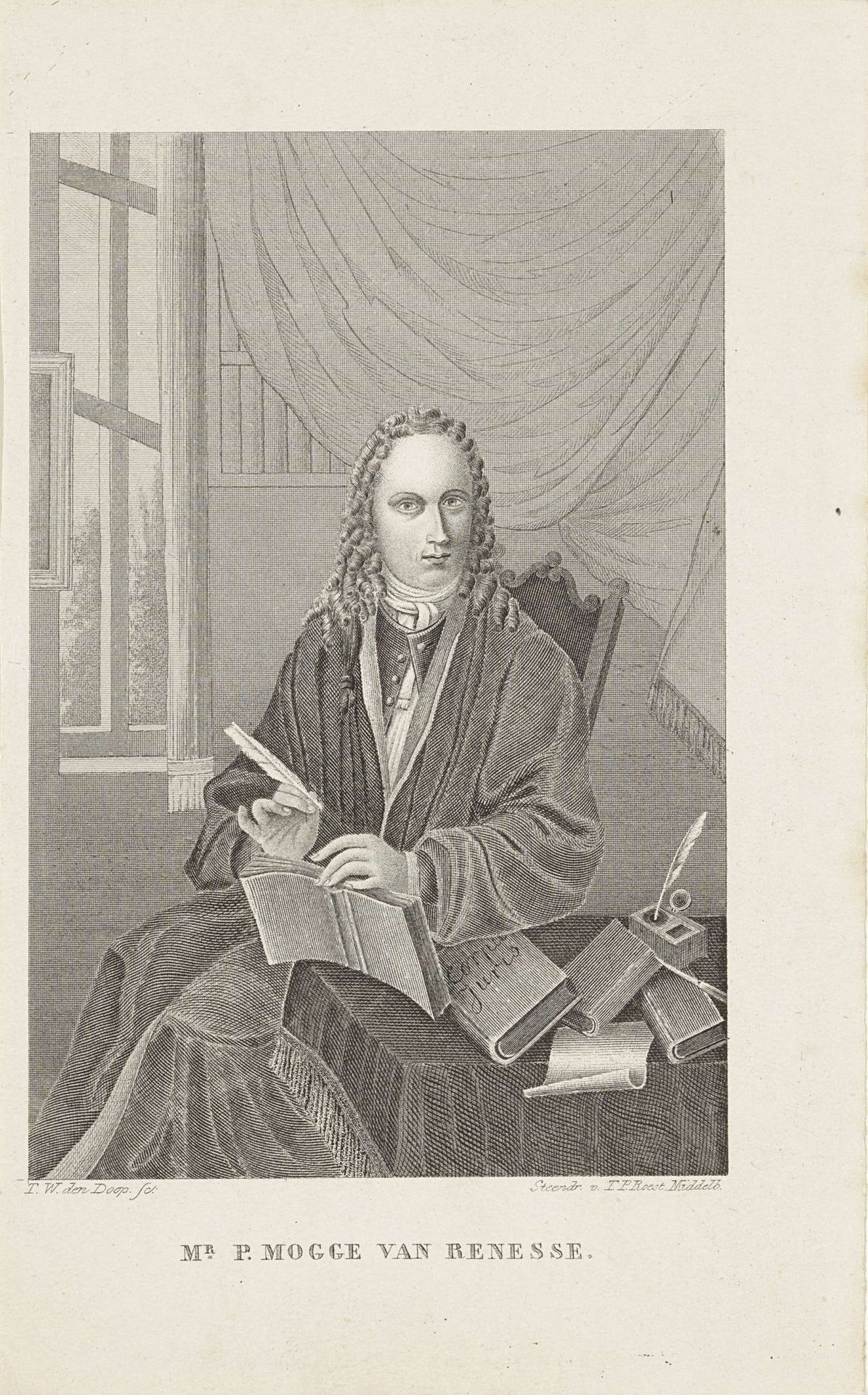 Portret van burgemeester Pieter Mogge by Theodorus Wilhelmus den Doop