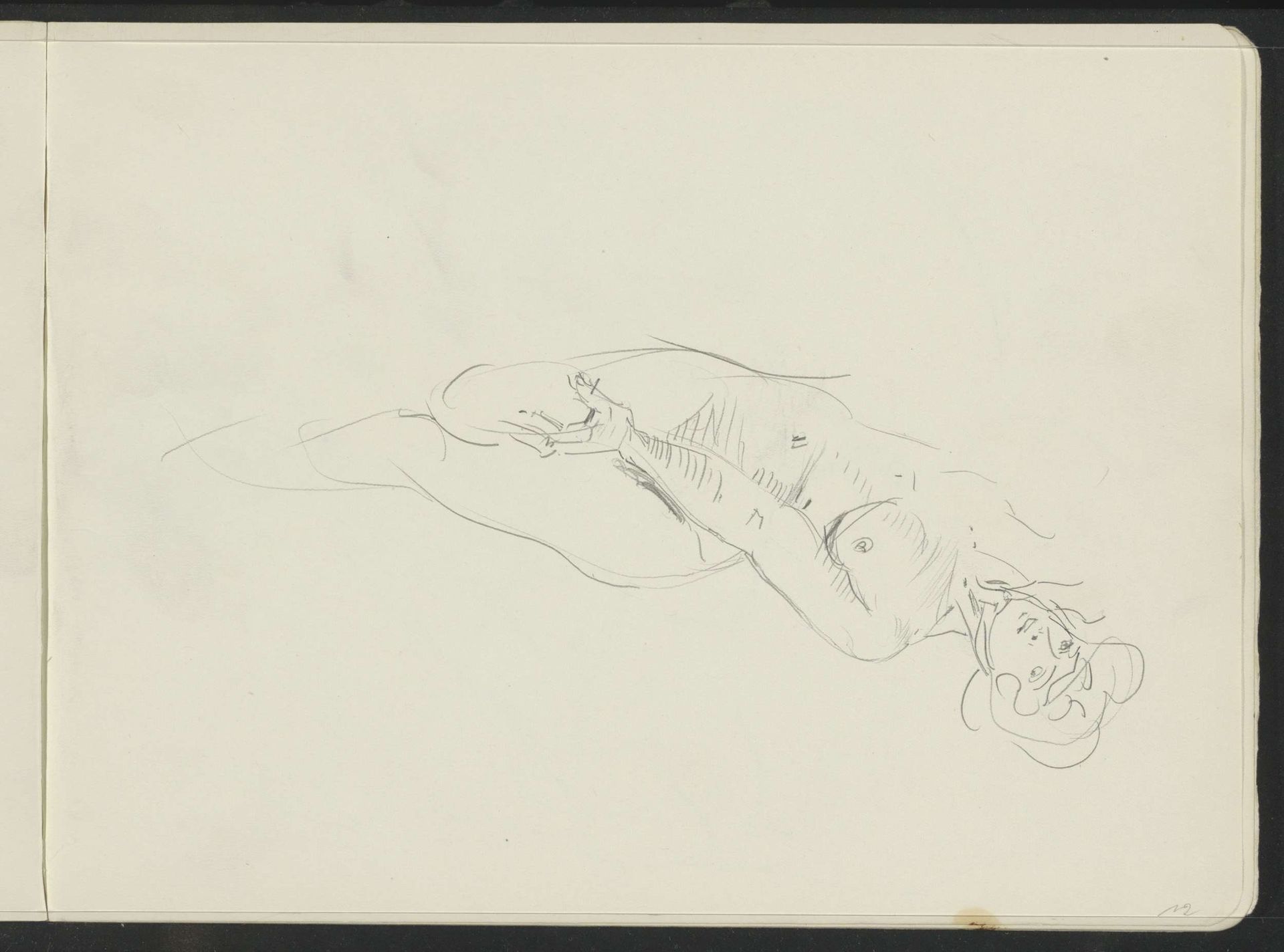 Liggend vrouwelijk naakt, leunend op een arm by Isaac Israels