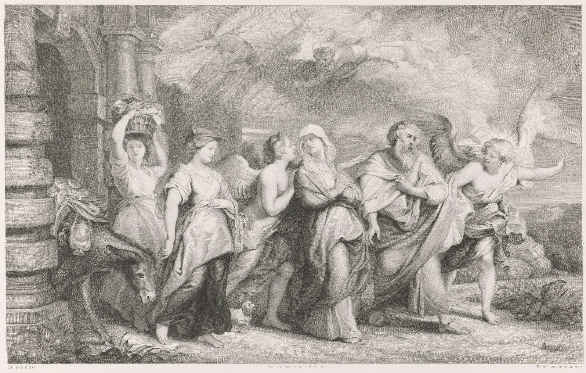 Vlucht van Lot en zijn familie uit Sodom by Ferdinand Leenhoff