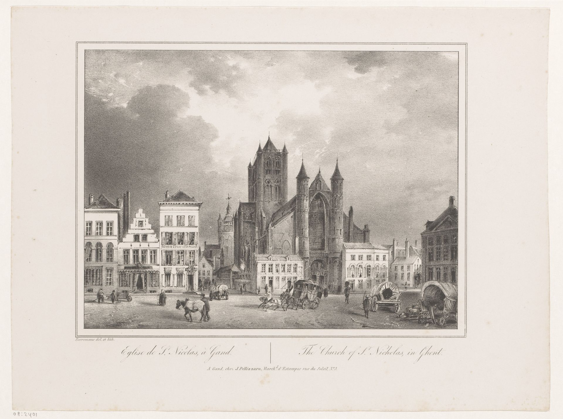 Gezicht op de Sint-Niklaas kerk te Gent by Henri Borremans