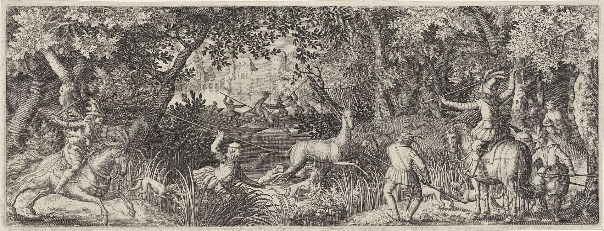 Hertenjacht by Pieter Serwouters