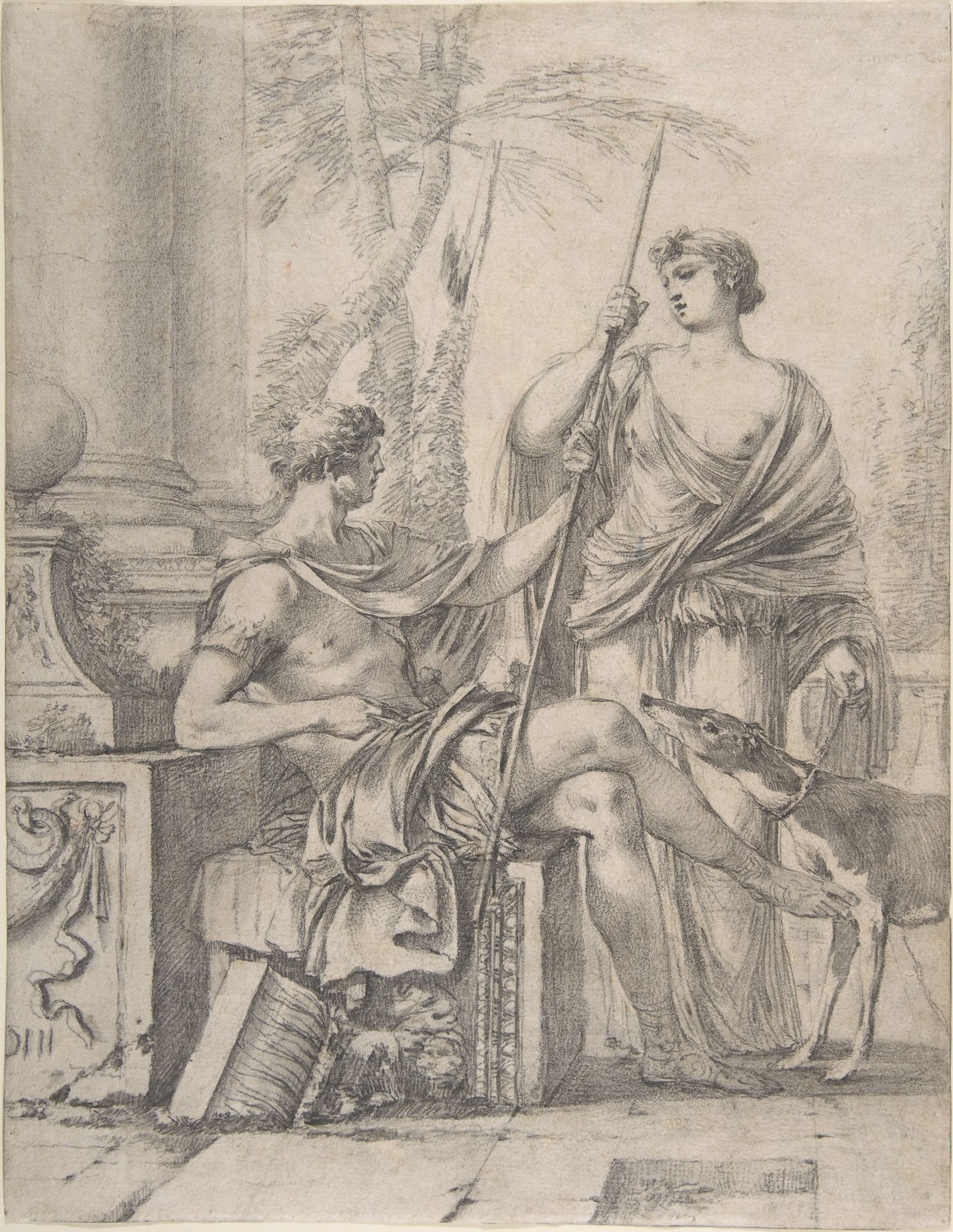 Cephalus Receiving the Spear and Hound from Procris by Laurent de La Hyre