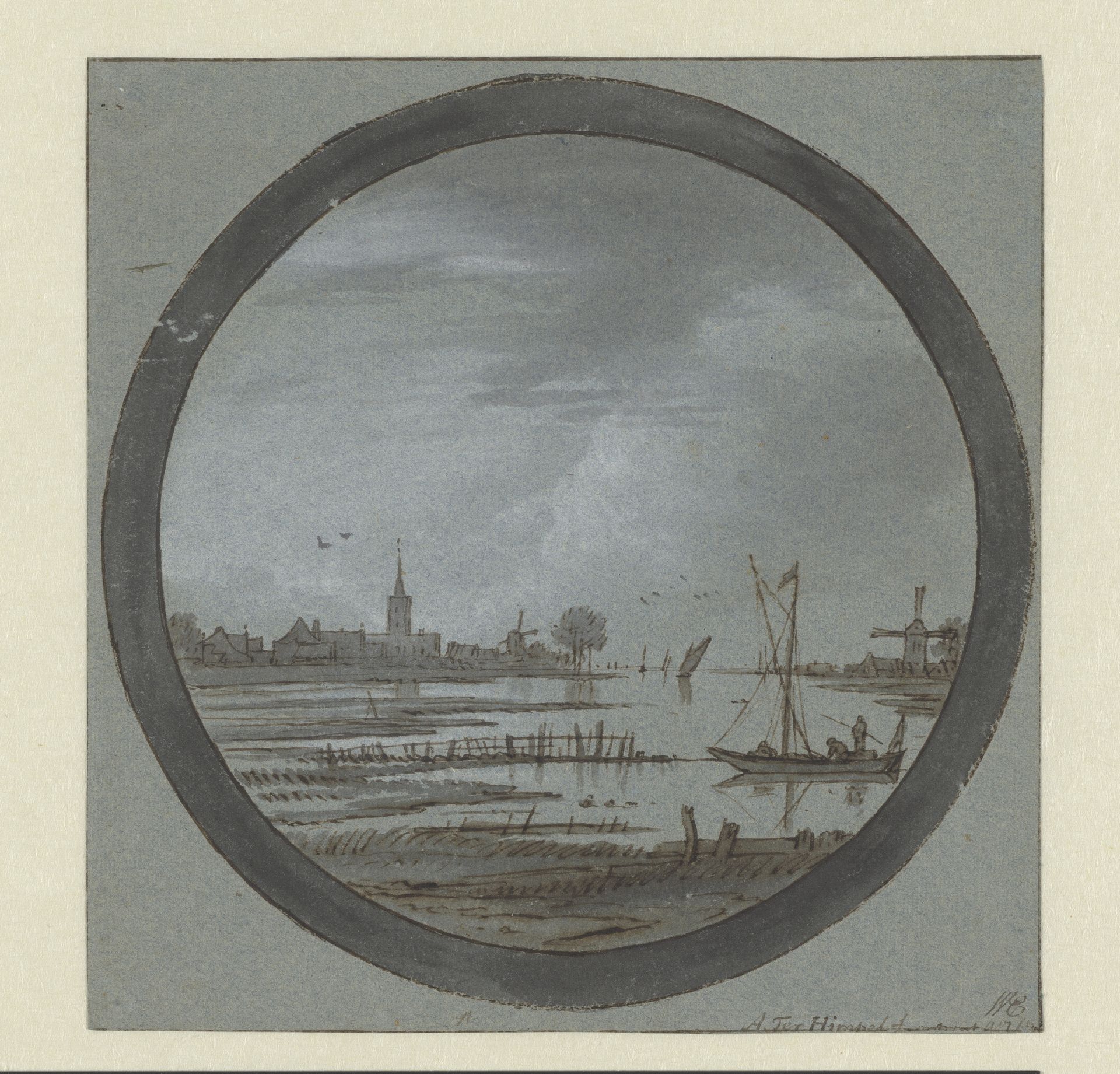 Rivier met schepen by Aarnout ter Himpel