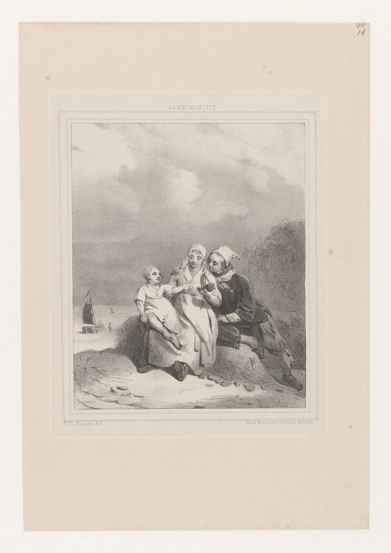Gezin in de duinen by Johannes Daniël Susan