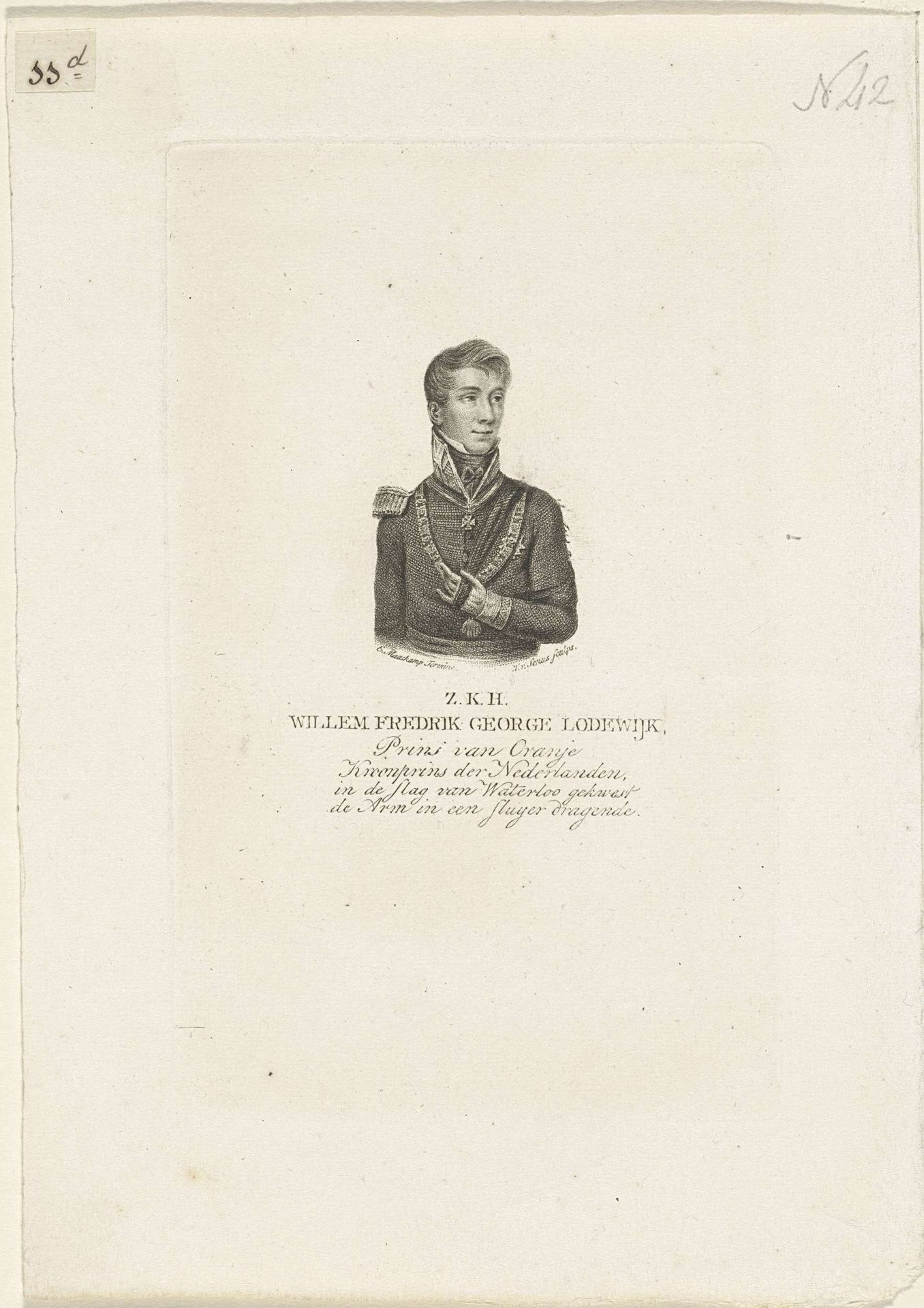 Portret van Willem II, koning der Nederlanden by Willem van Senus