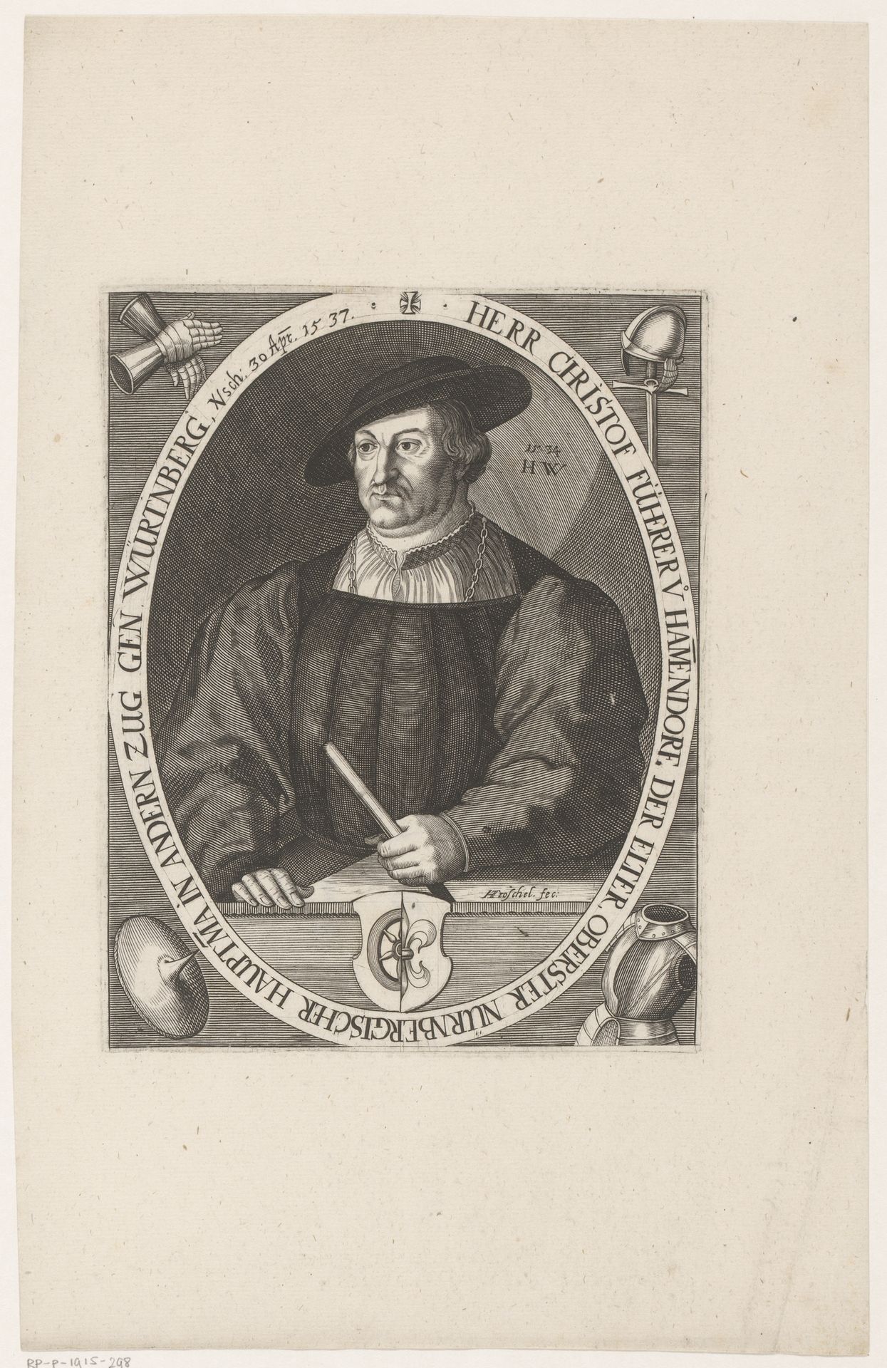 Portret van Christoph I Fürer von Haimendorf by Hans Troschel