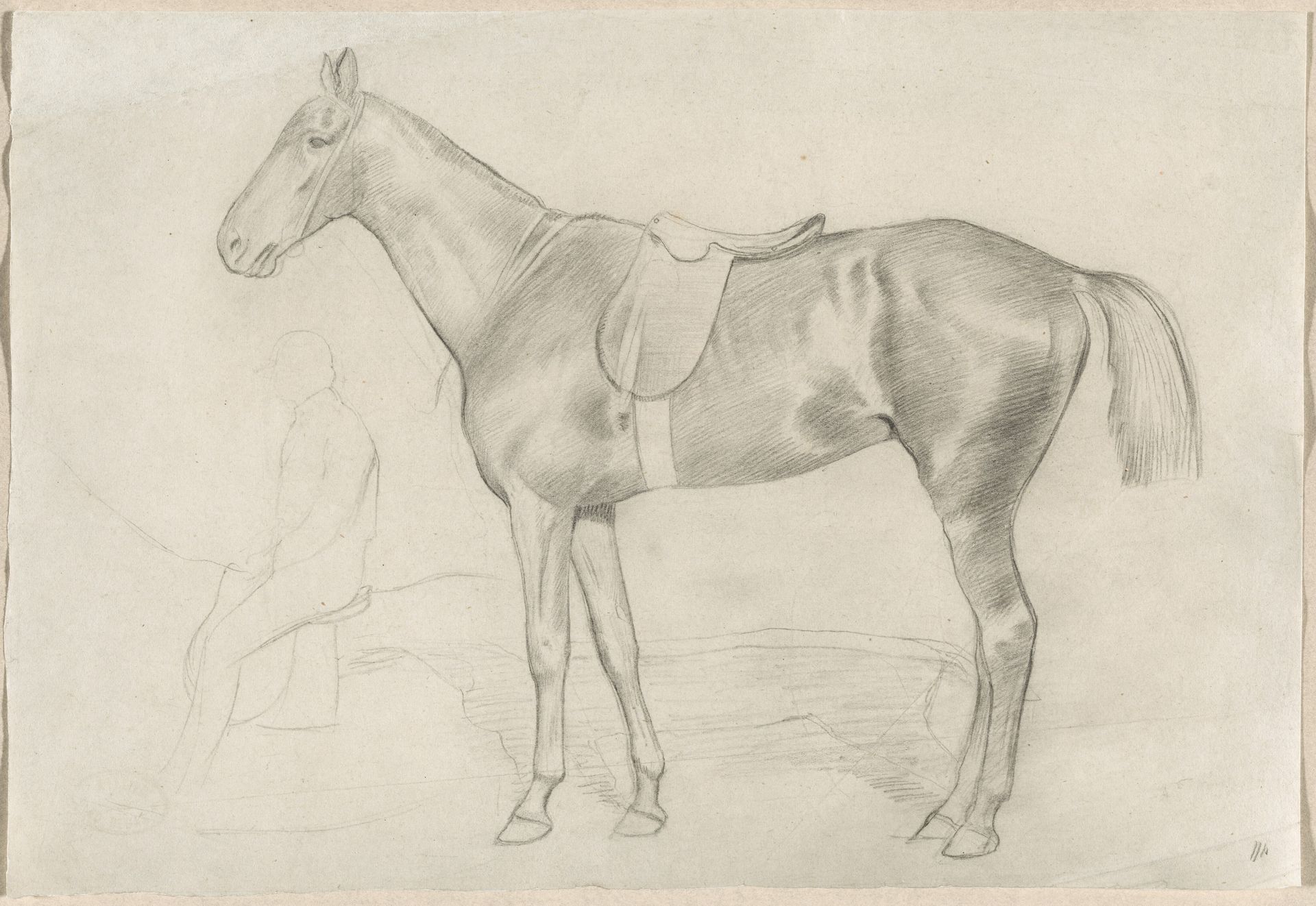 Saddled Horse with a Study of a Rider by Edgar Degas