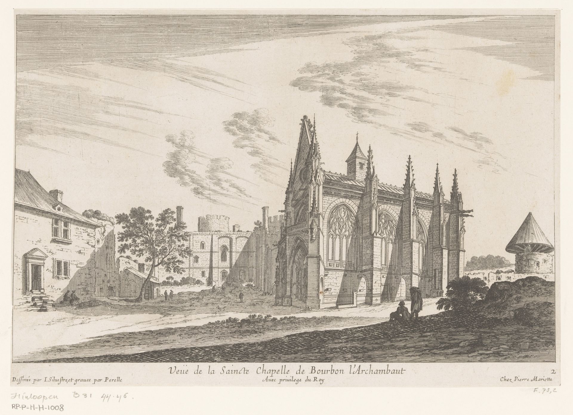 Gezicht op de Sainte Chapelle de Bourbon l'Archambault by Nicolas Perelle