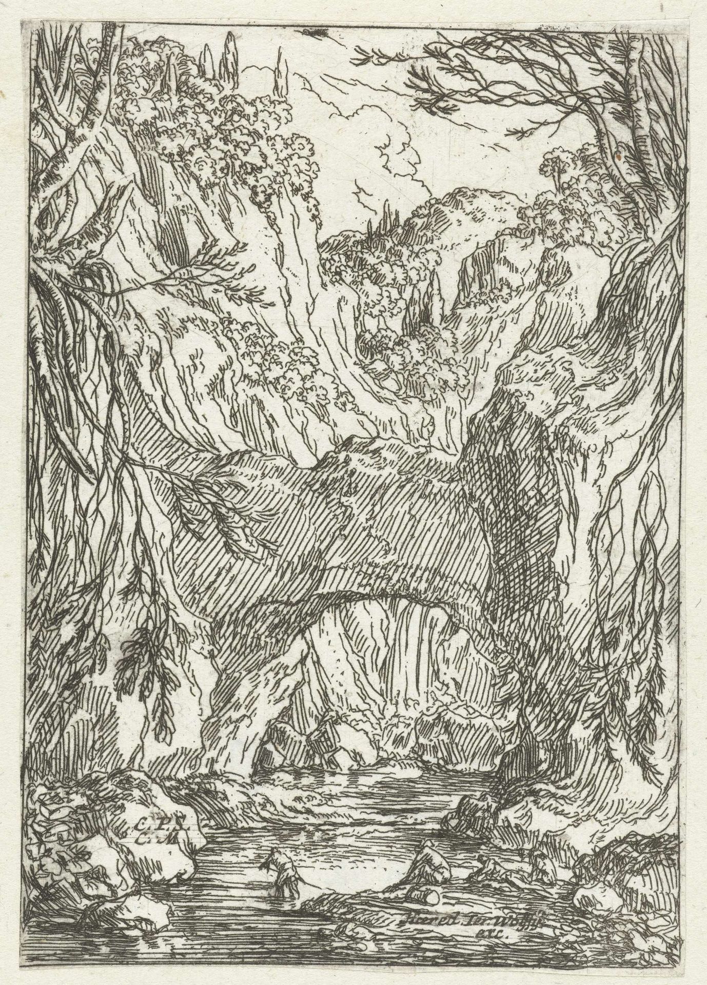 Landschap met rotsbrug by Jonas Umbach