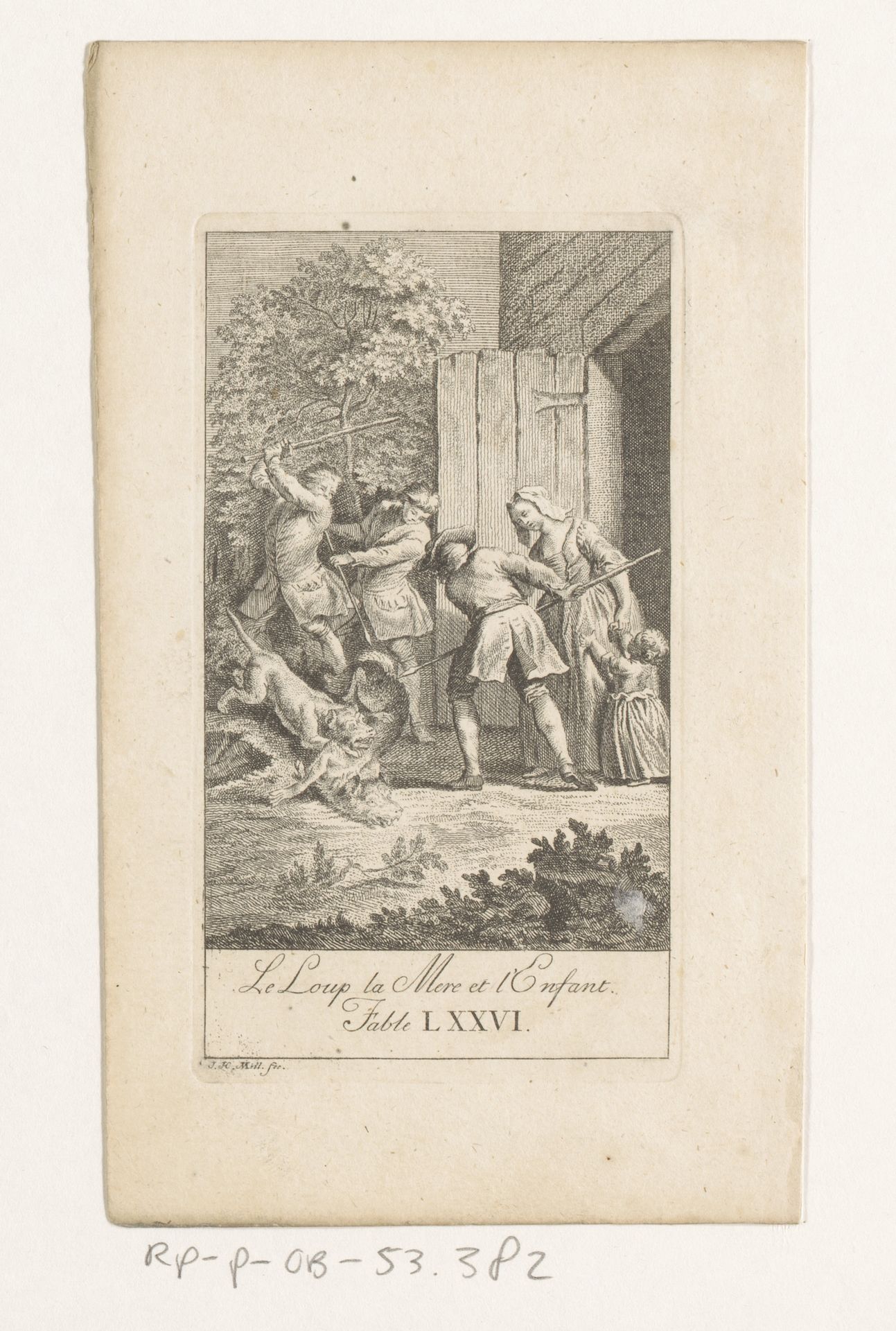 Fabel van de wolf, de moeder en het kind by Johann Heinrich (der Ältere) Meil