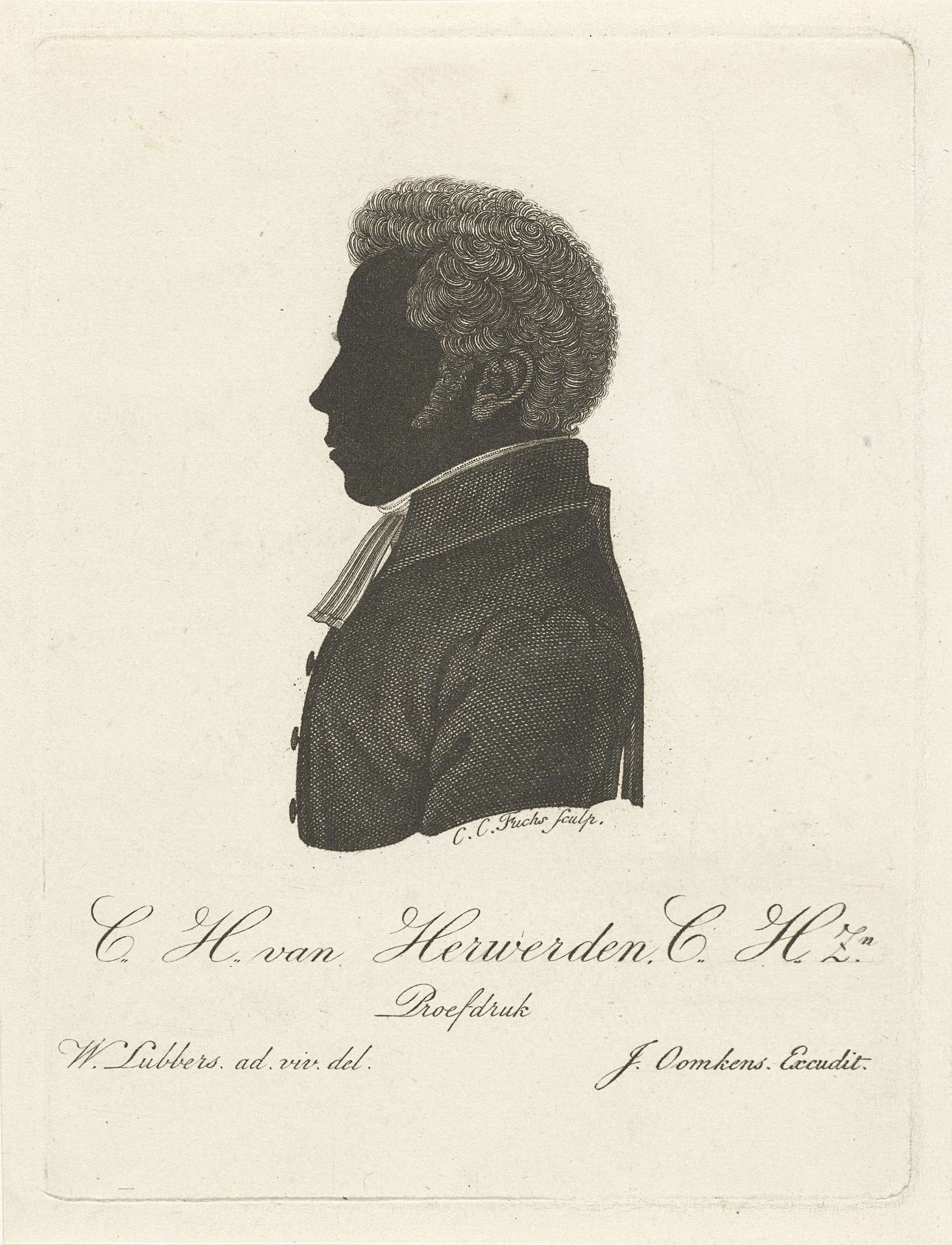 Silhouetportret van Claudius Henricus van Herwerden by Carl Cristiaan Fuchs