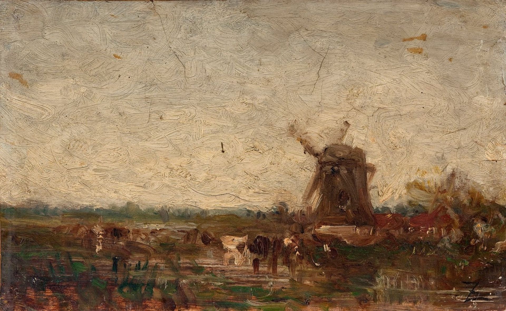 Hollande, le moulin by Félix Ziem