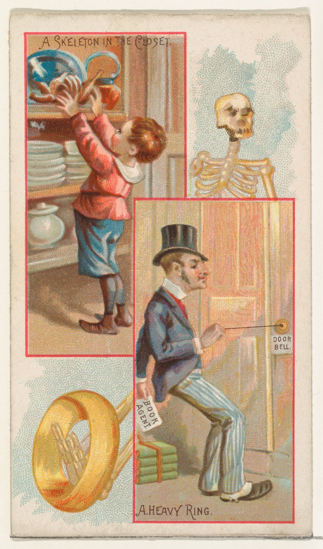 A Skeleton in the Closet / A Heavy Ring, from the Jokes series (N118) issued by Duke Sons & Co. to promote Honest Long Cut Tobacco by W. Duke, Sons & Co.