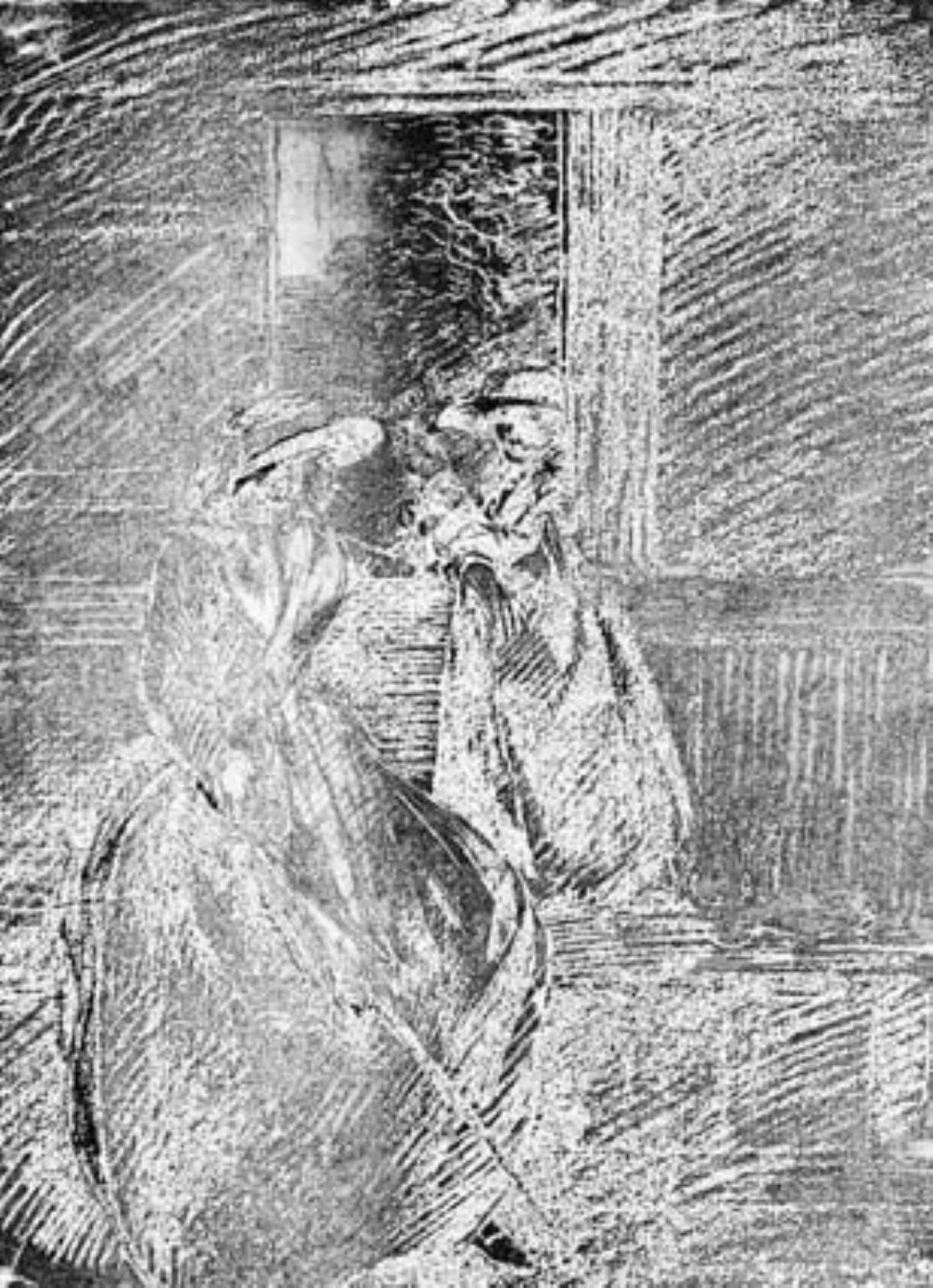 Ung dame og herre der konverserer gennem et vindue by Johann Christian Klengel