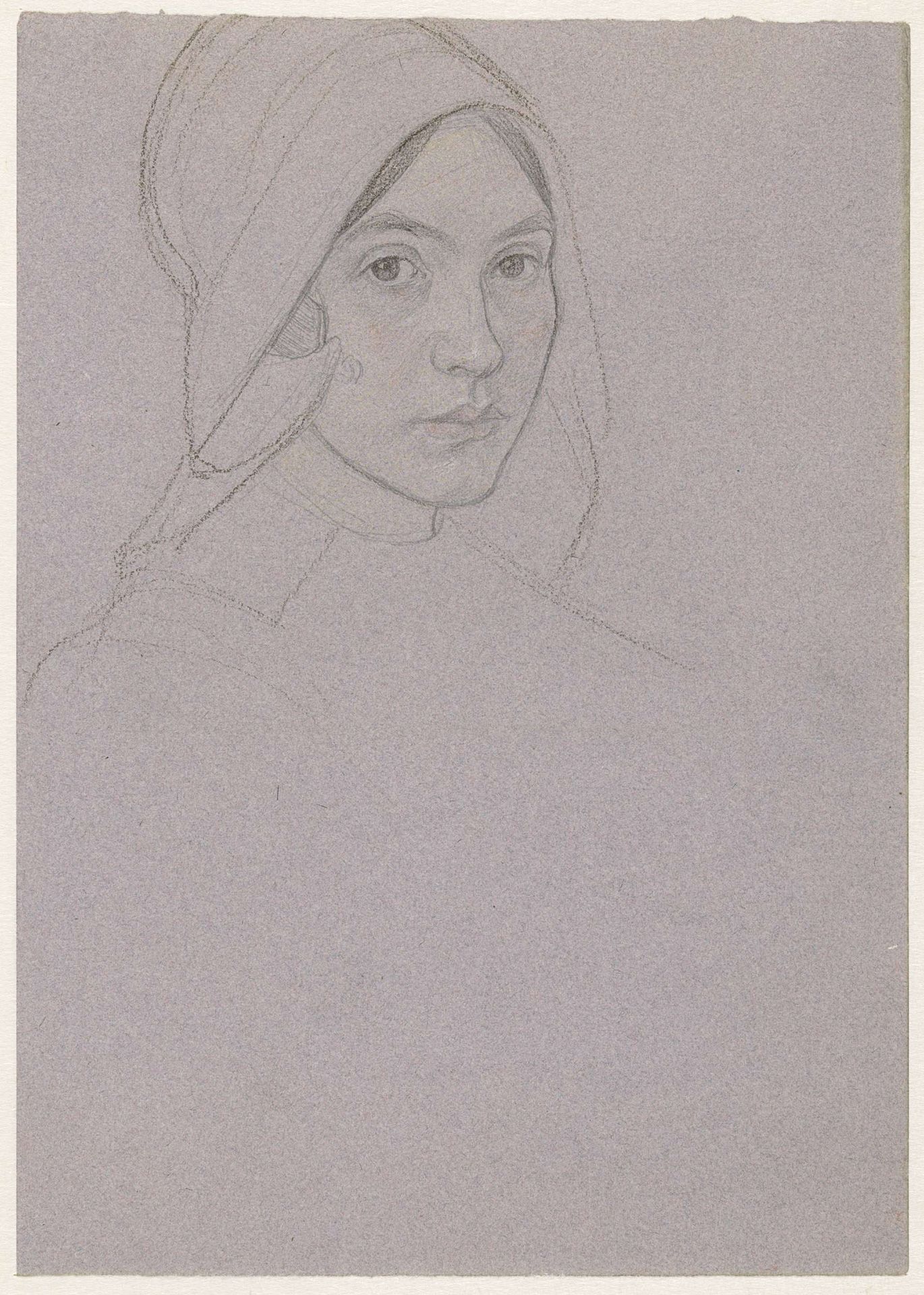 Portret van een meisje met kap (Karen?) by Jan Veth