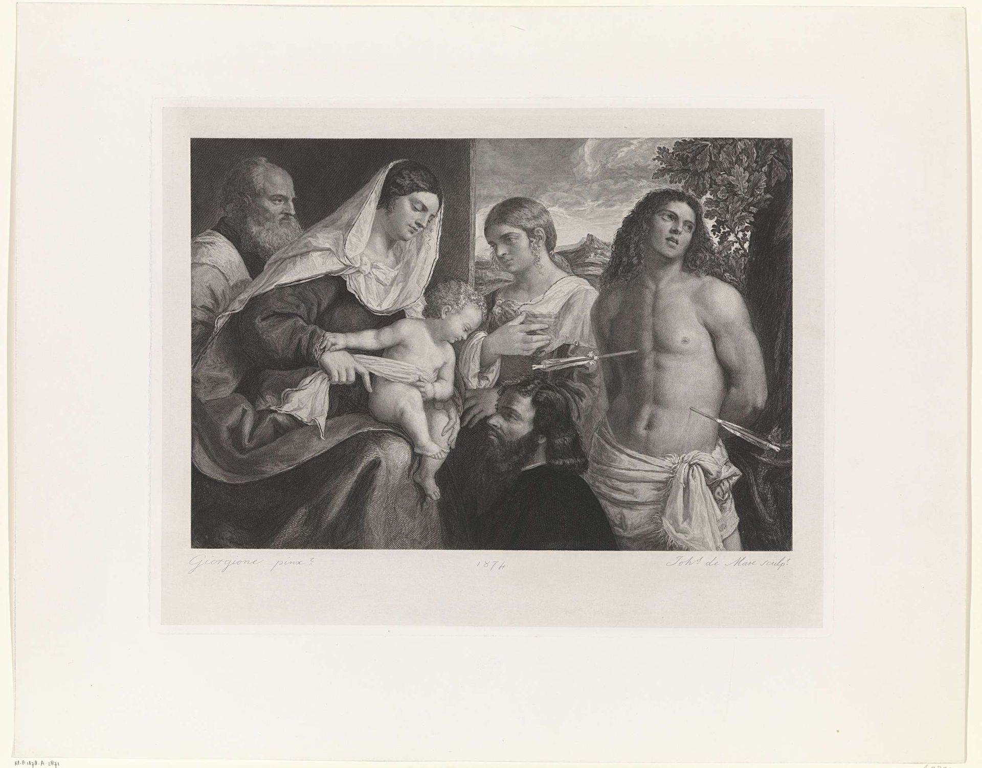 Maria met Kind bij H. Sebastiaan by Johannes de Mare