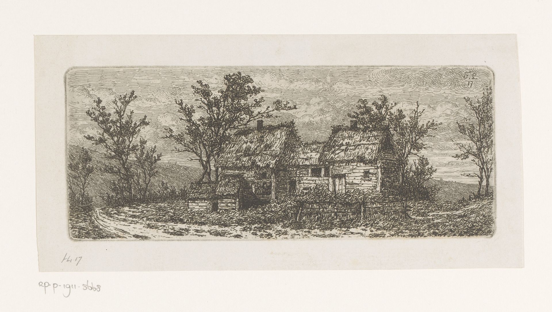 Oude houten huizen in de Ardennen by Jean Pierre François Lamorinière