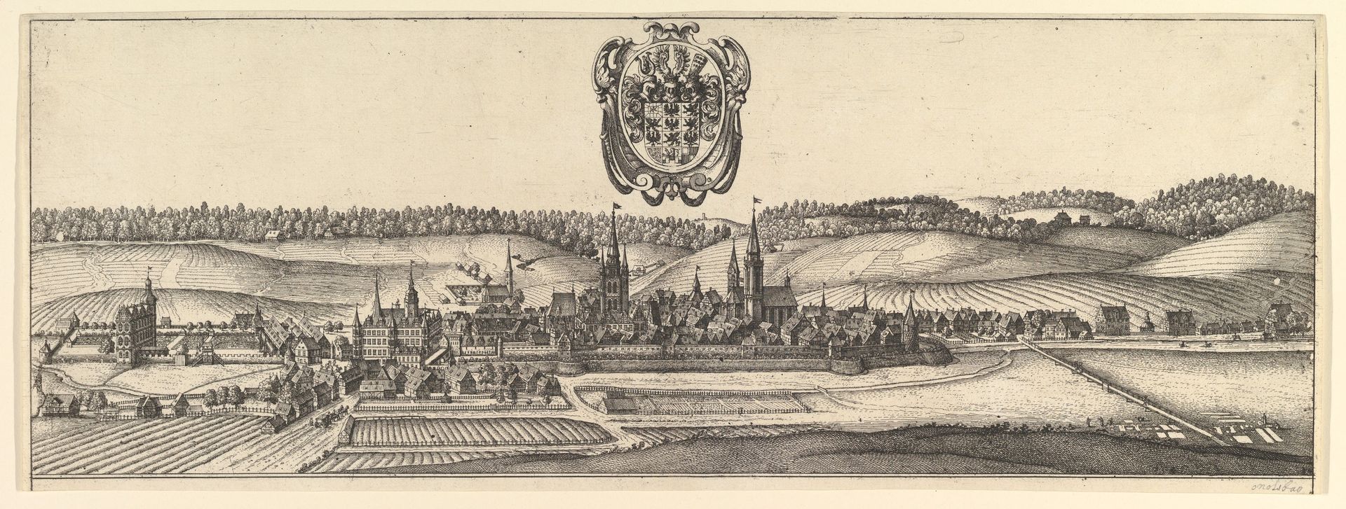 Ansbach and Coburg, View (a) of two views (a&b). by Wenceslaus Hollar