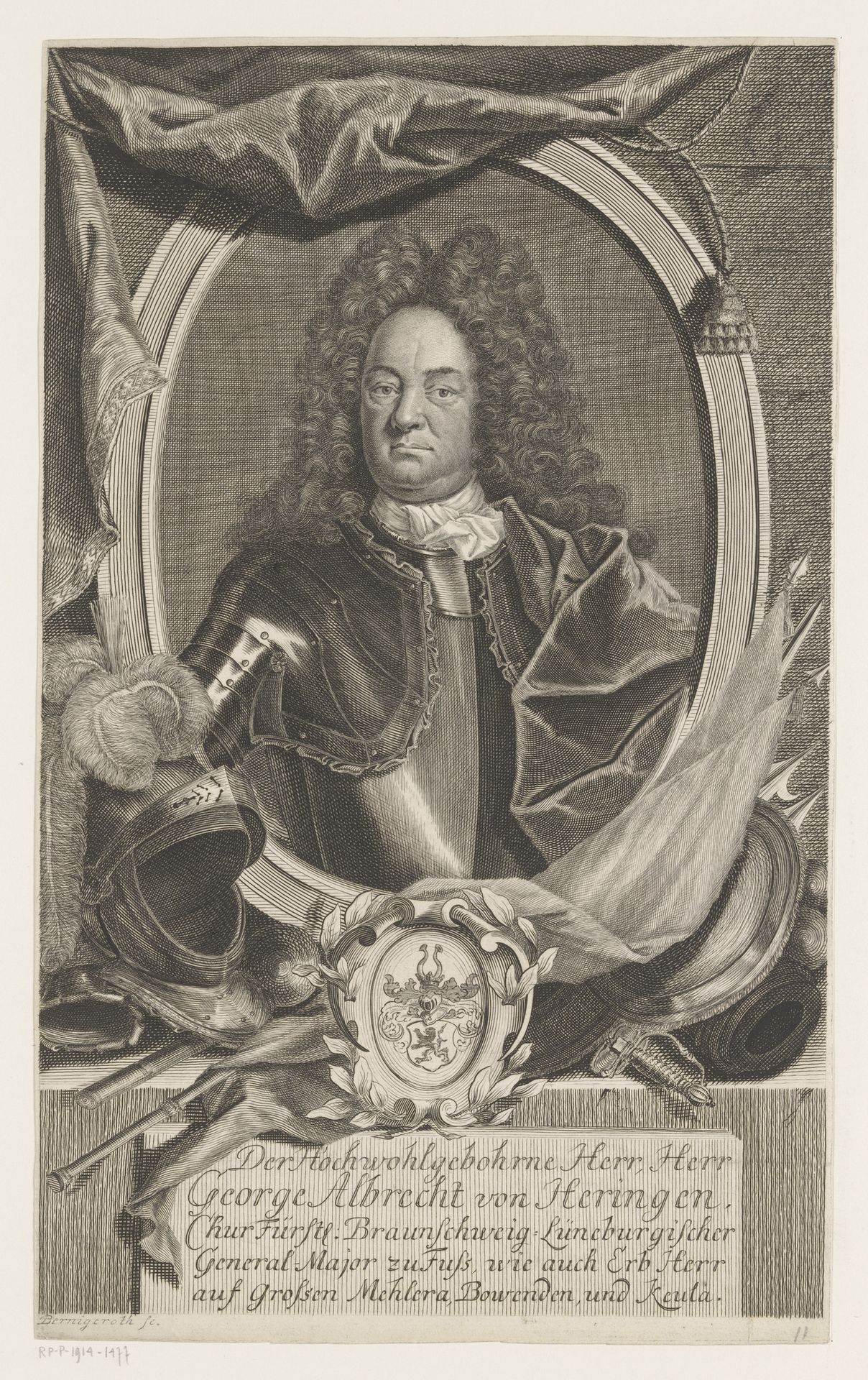 Portret van Georg Albrecht von Heringen by Martin Bernigeroth